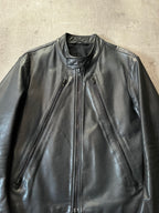 S/S 2011 Maison Margiela 5-Zip Leather Jacket Navy Men - M