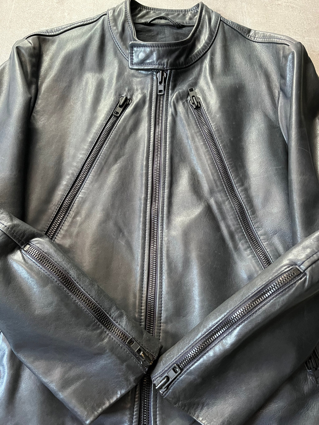 S/S 2011 Maison Margiela 5-Zip Leather Jacket Navy Men - M