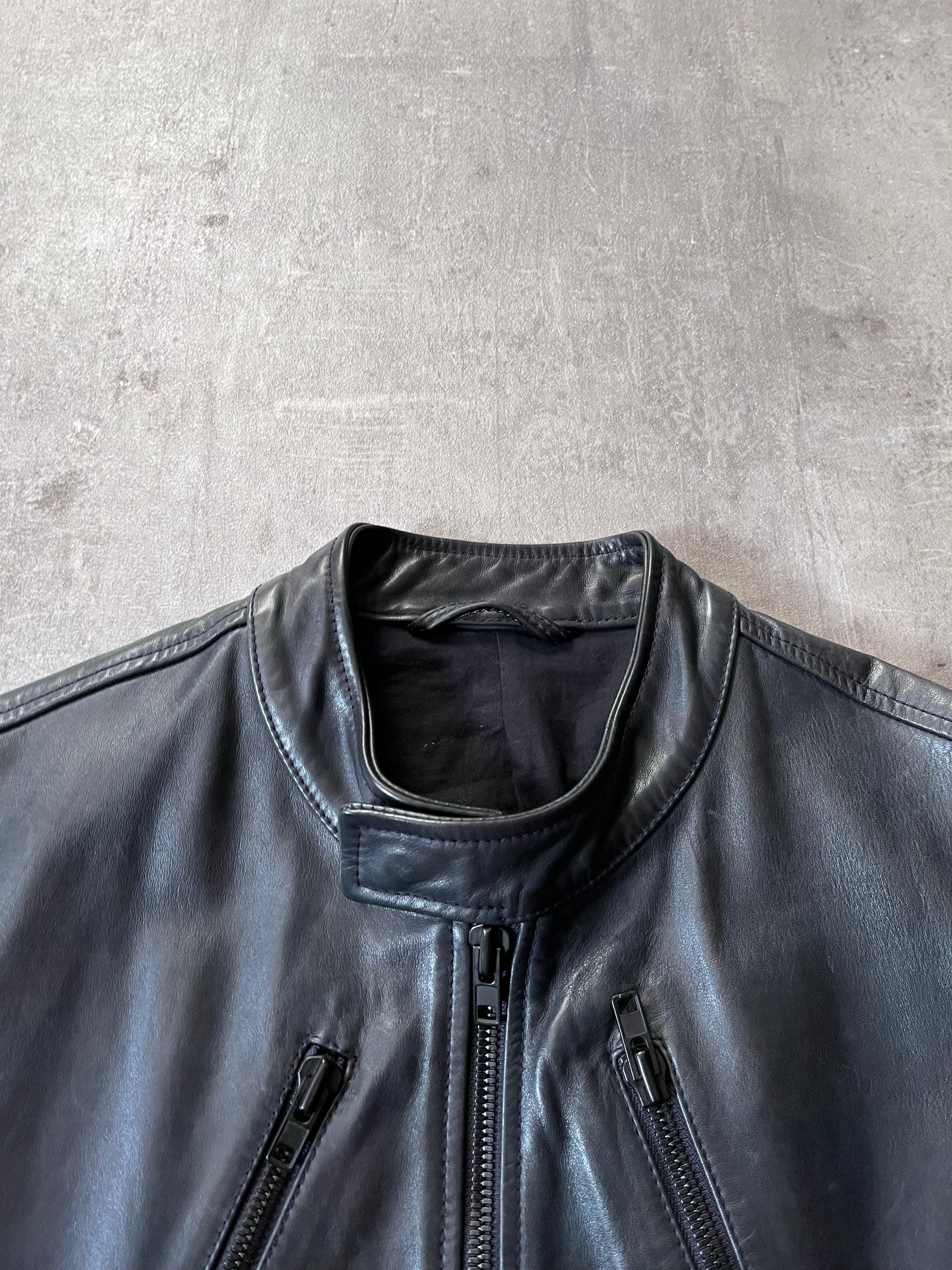 S/S 2011 Maison Margiela 5-Zip Leather Jacket Navy Men - M