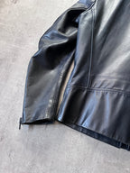 S/S 2011 Maison Margiela 5-Zip Leather Jacket Navy Men - M