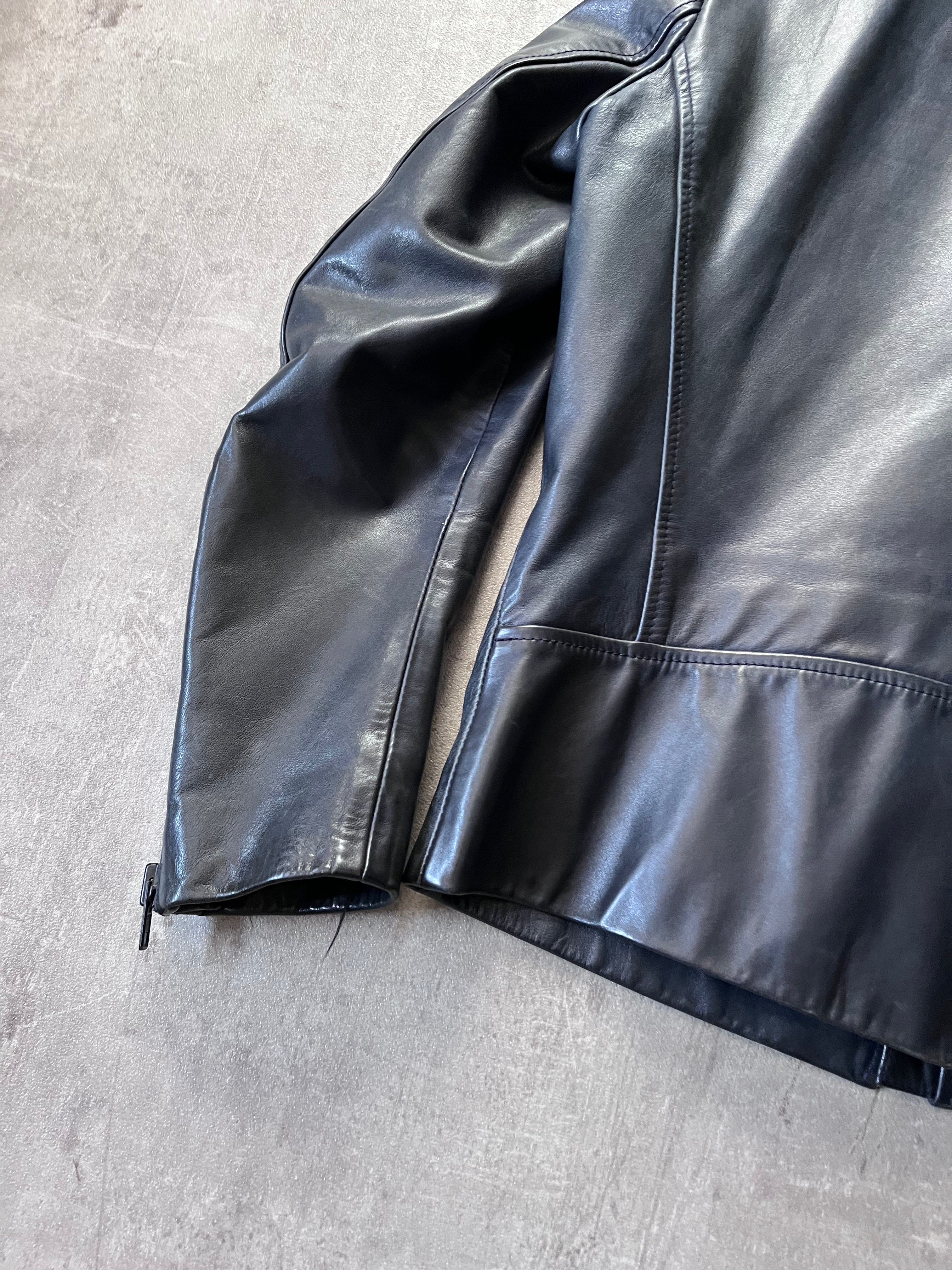 S/S 2011 Maison Margiela 5-Zip Leather Jacket Navy Men - M