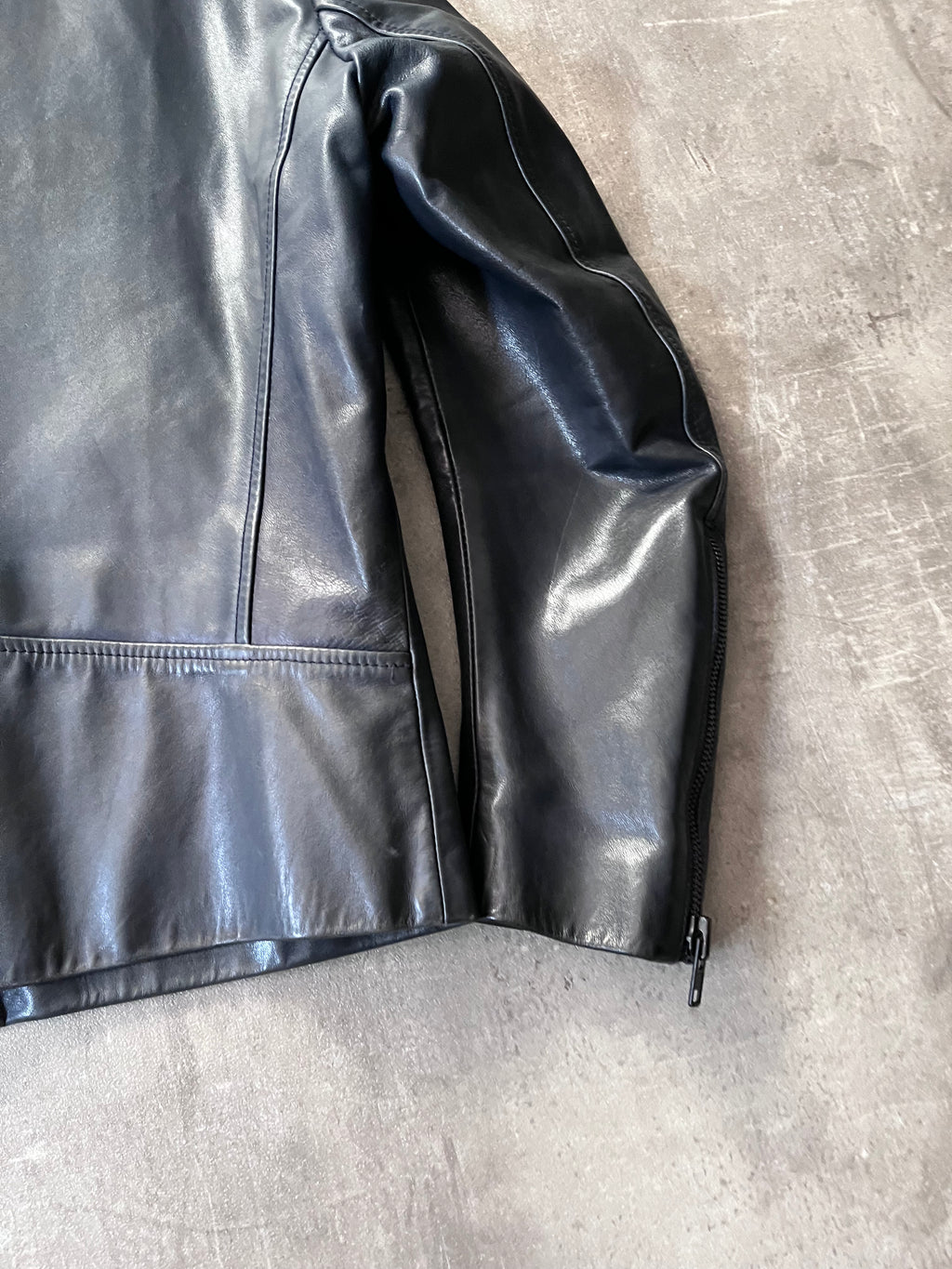 S/S 2011 Maison Margiela 5-Zip Leather Jacket Navy Men - M