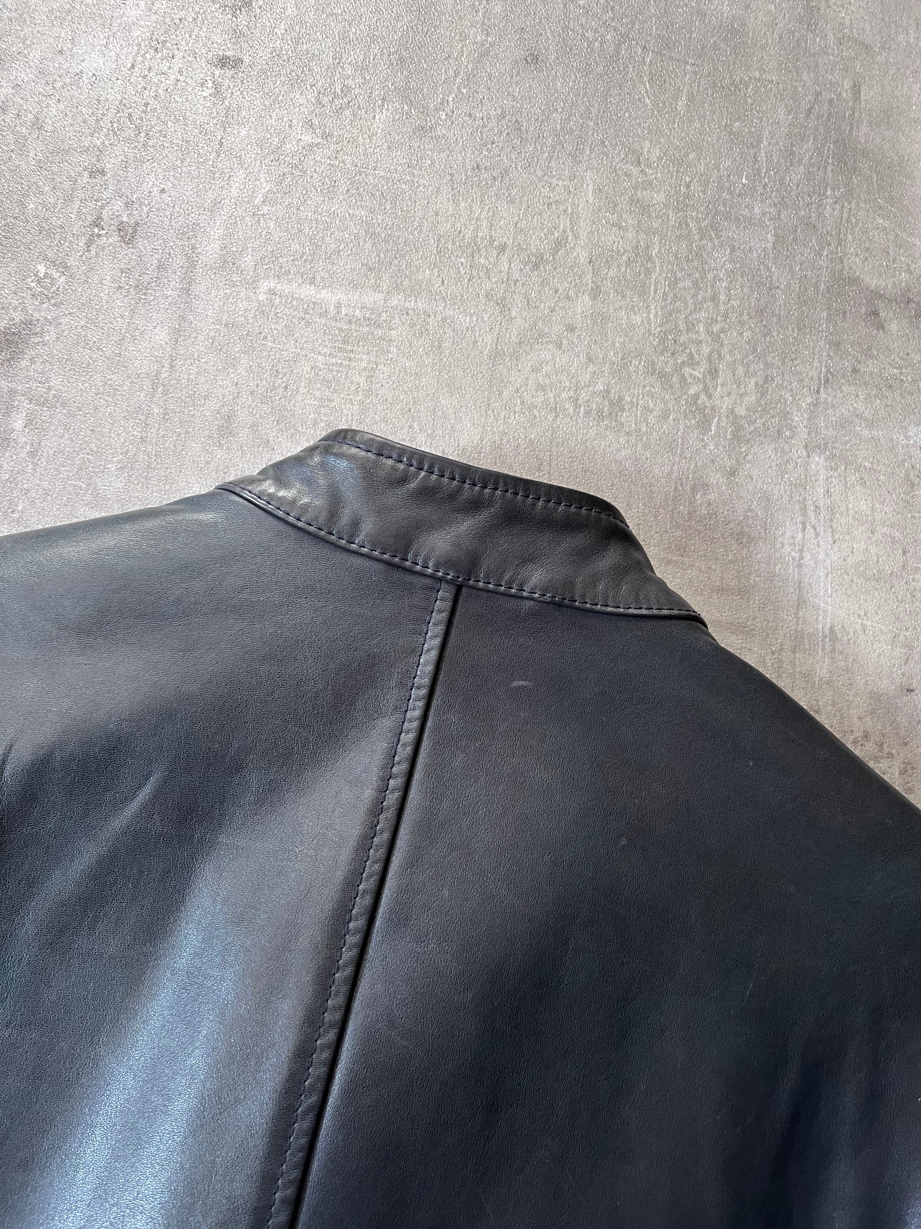 S/S 2011 Maison Margiela 5-Zip Leather Jacket Navy Men - M