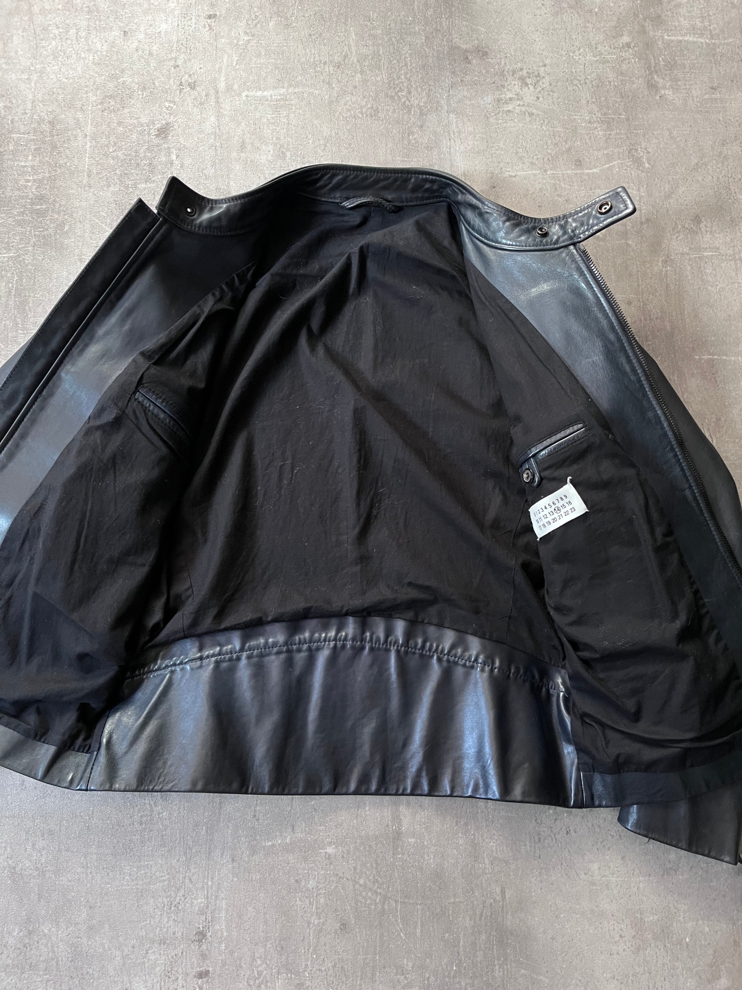 S/S 2011 Maison Margiela 5-Zip Leather Jacket Navy Men - M
