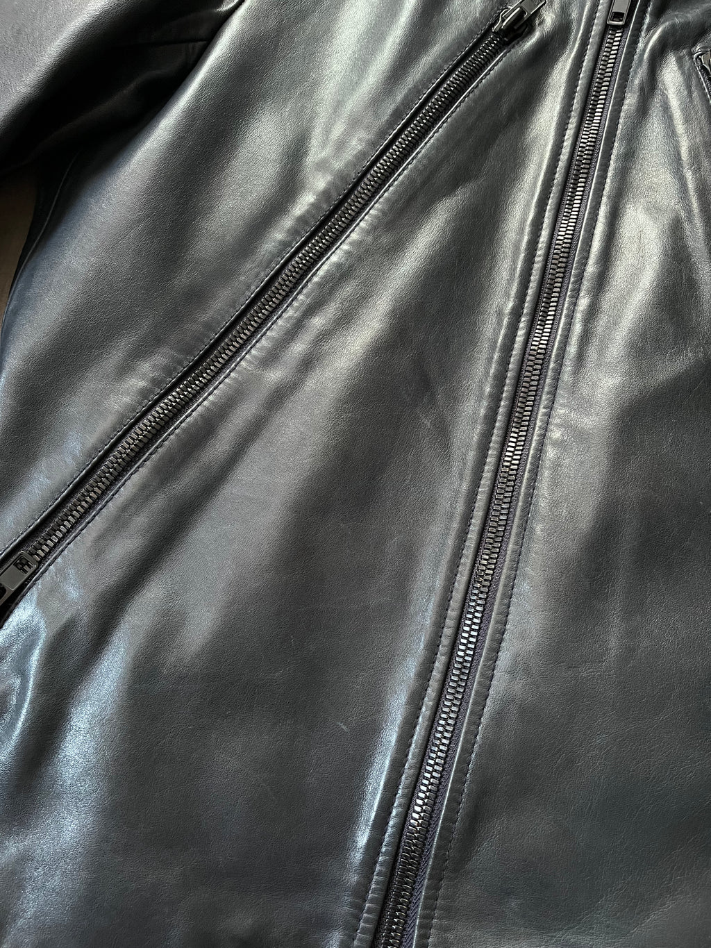 S/S 2011 Maison Margiela 5-Zip Leather Jacket Navy Men - M