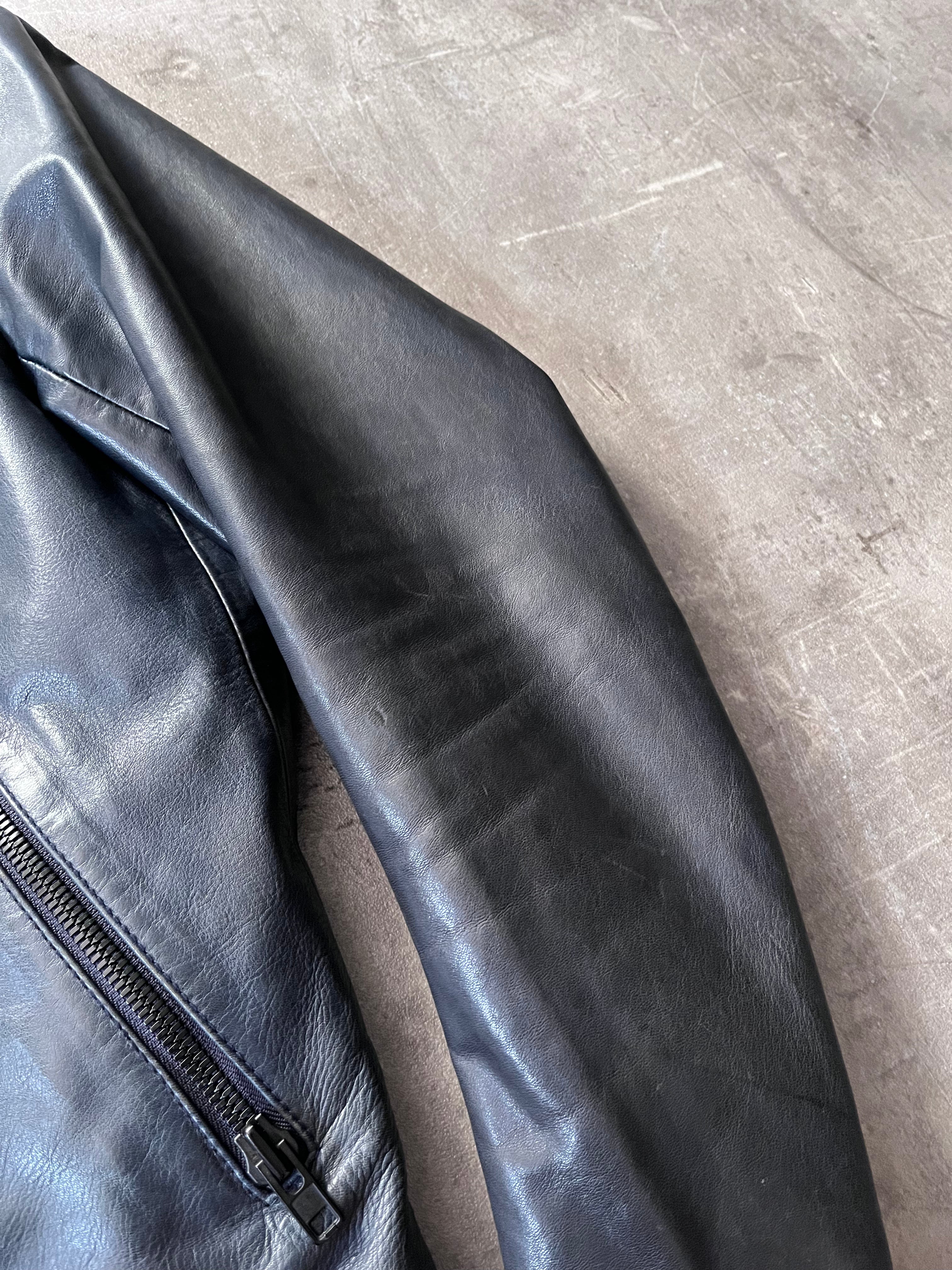 S/S 2011 Maison Margiela 5-Zip Leather Jacket Navy Men - M