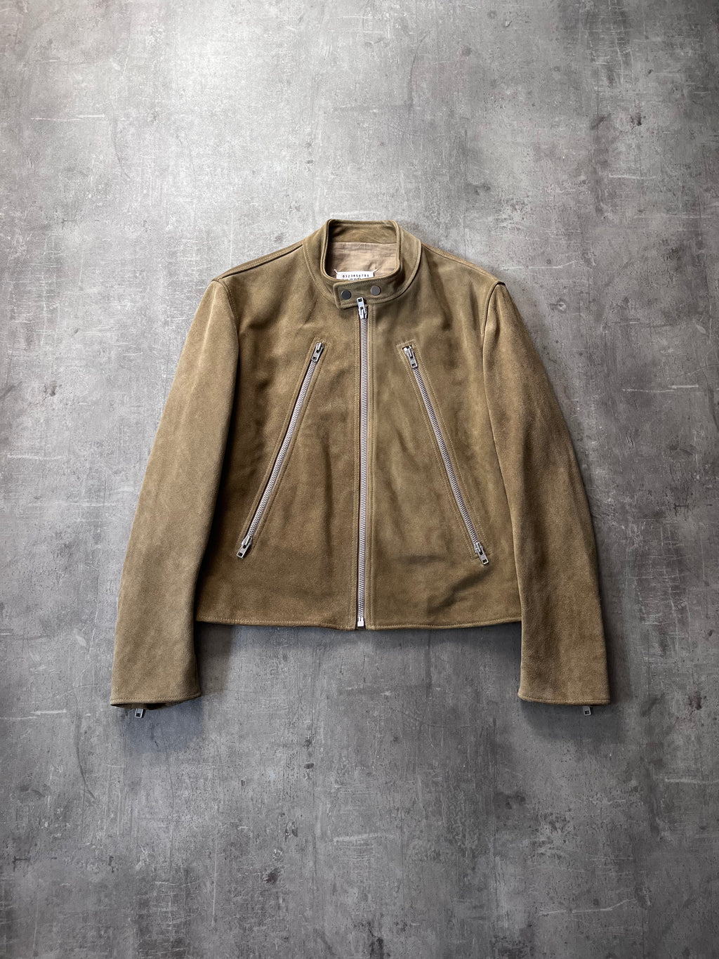 S/S 2019 Maison Margiela 5-Zip Suede Leather Jacket Beige - L