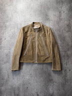 S/S 2019 Maison Margiela 5-Zip Suede Leather Jacket Beige - L
