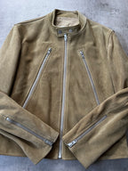 S/S 2019 Maison Margiela 5-Zip Suede Leather Jacket Beige - L
