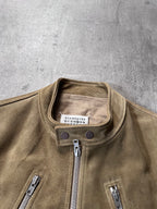 S/S 2019 Maison Margiela 5-Zip Suede Leather Jacket Beige - L