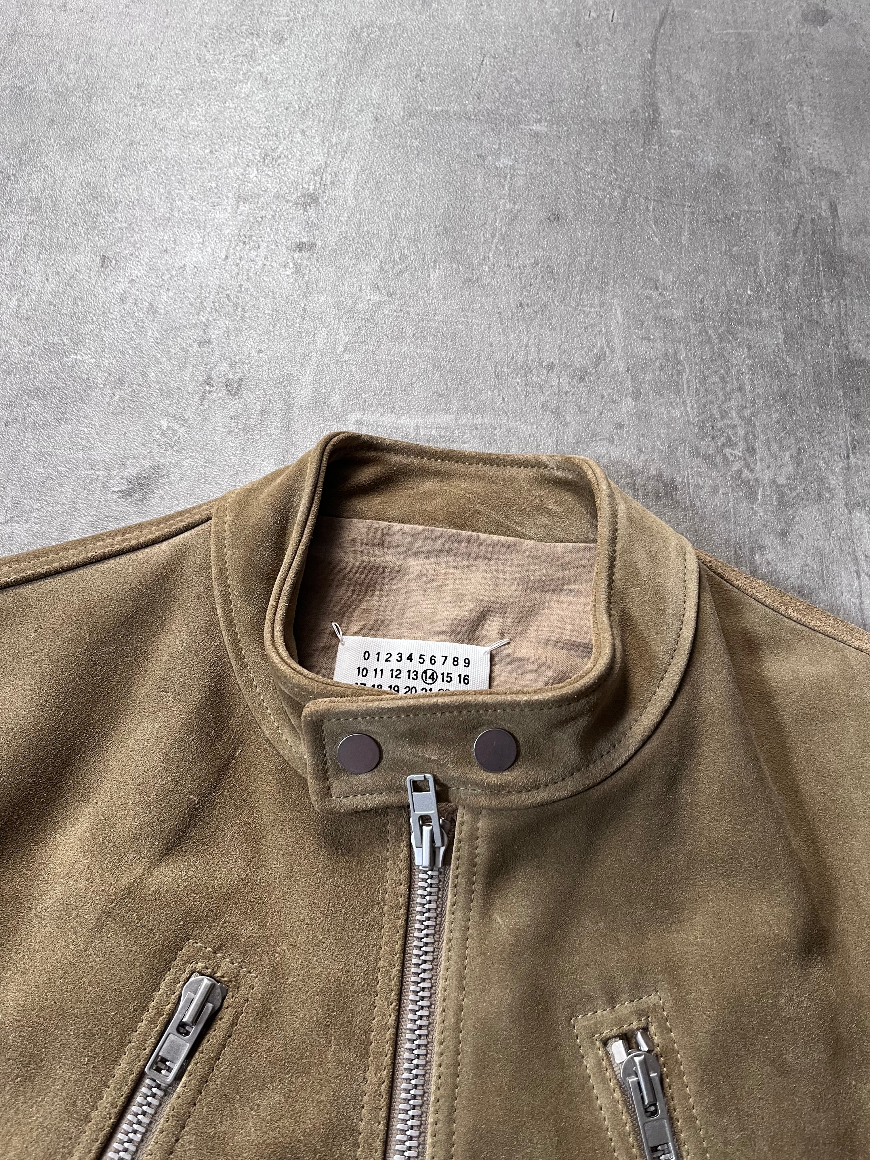 S/S 2019 Maison Margiela 5-Zip Suede Leather Jacket Beige - L