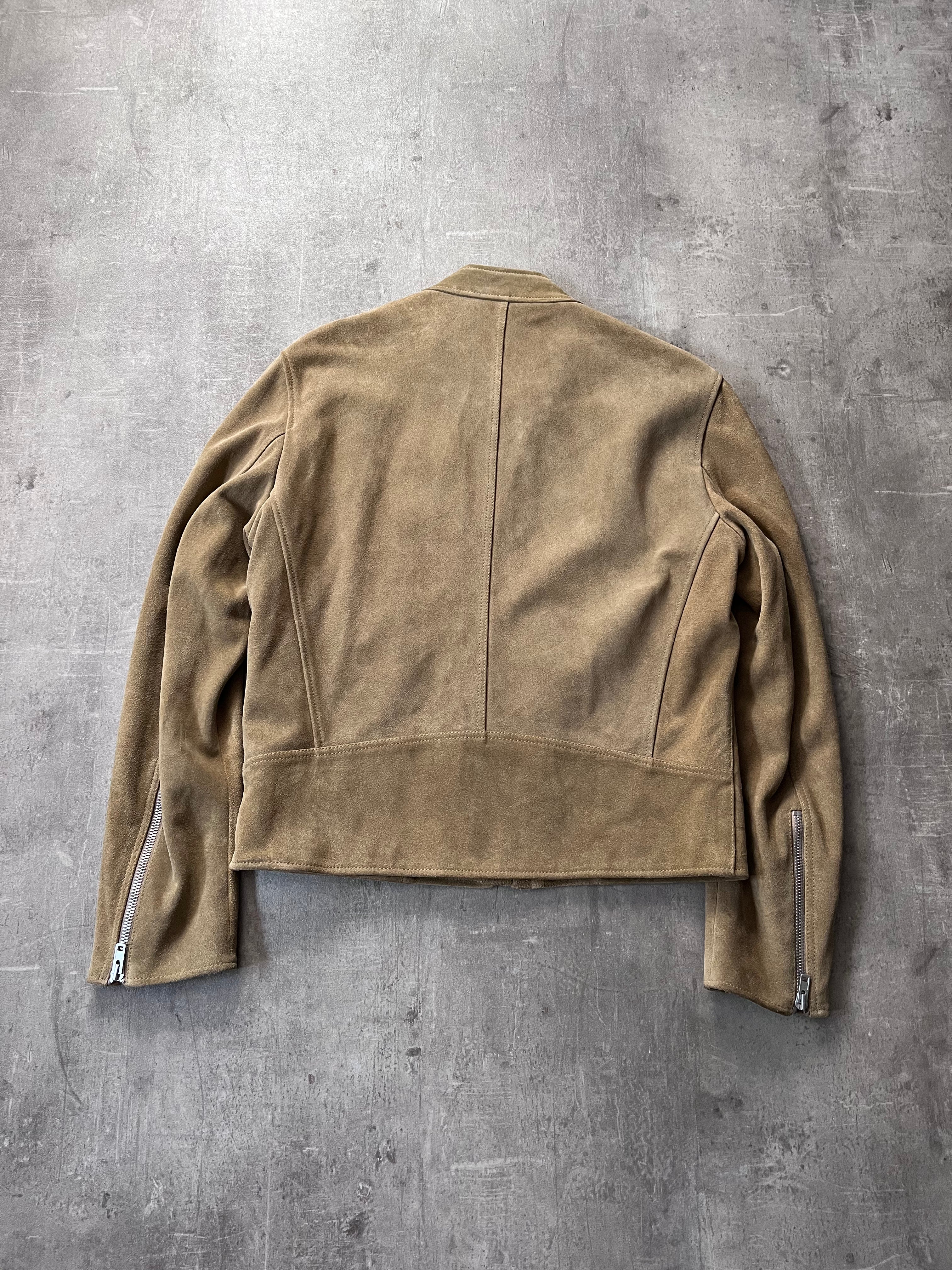 S/S 2019 Maison Margiela 5-Zip Suede Leather Jacket Beige - L