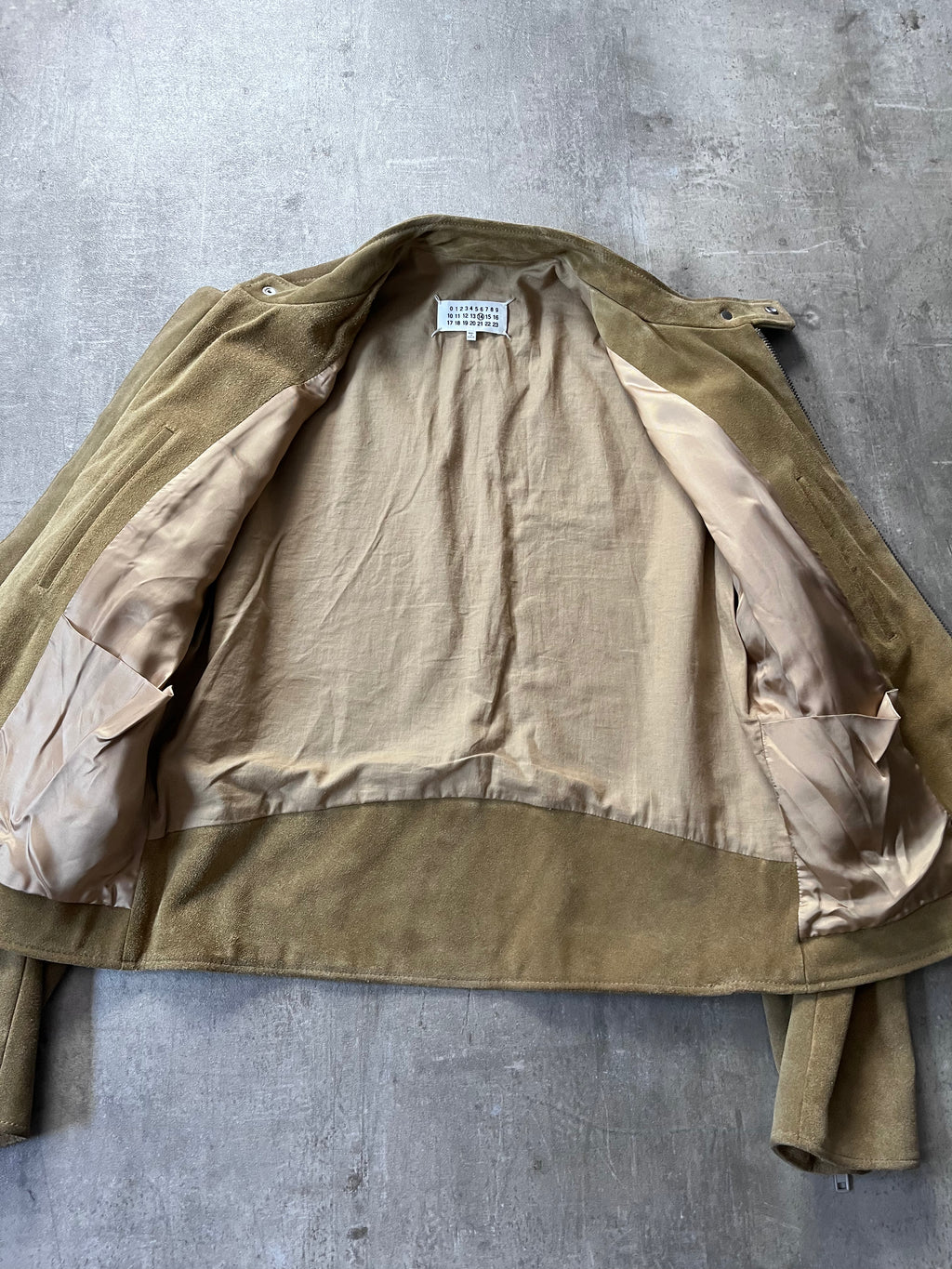 S/S 2019 Maison Margiela 5-Zip Suede Leather Jacket Beige - L