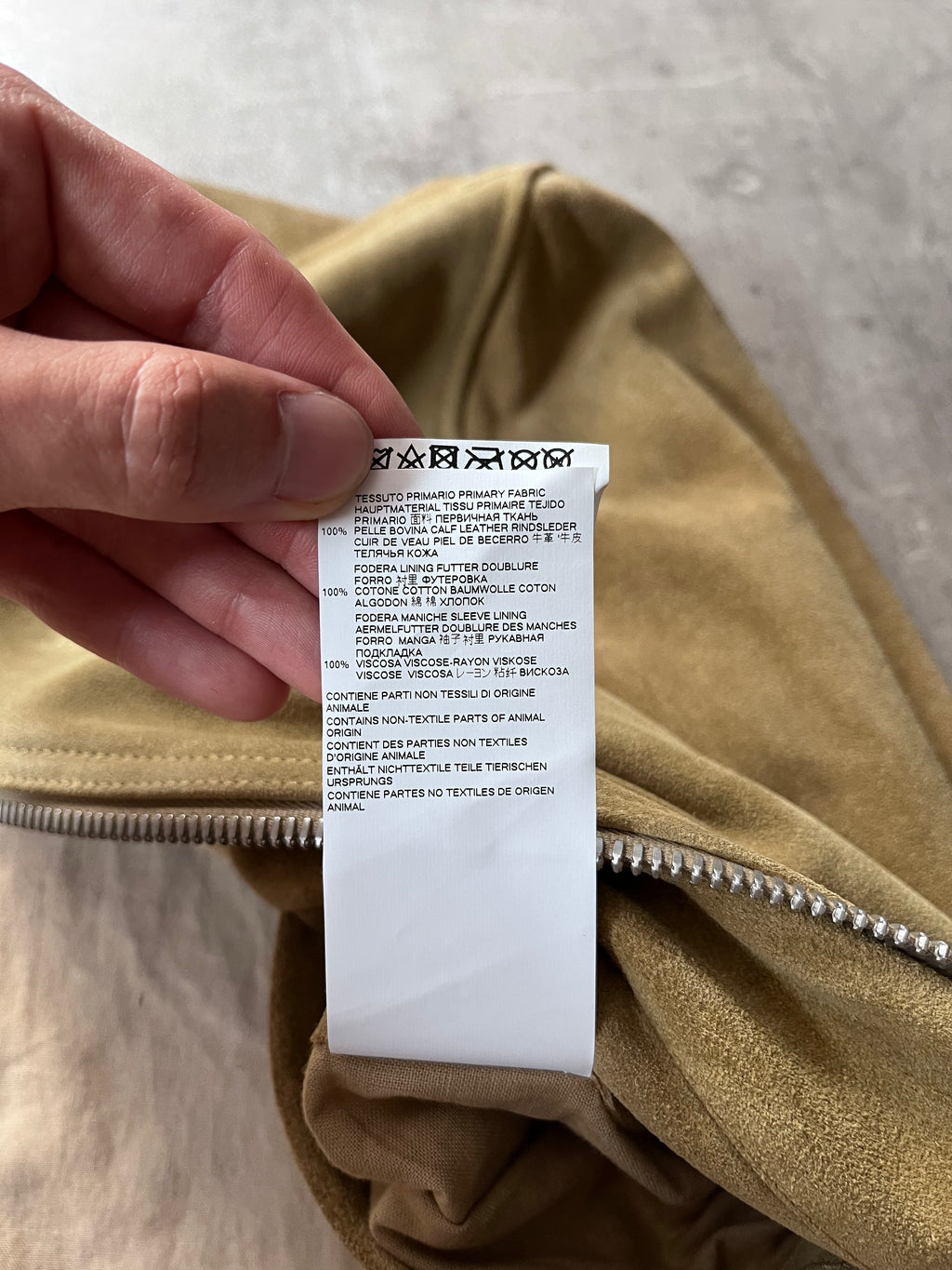 S/S 2019 Maison Margiela 5-Zip Suede Leather Jacket Beige - L