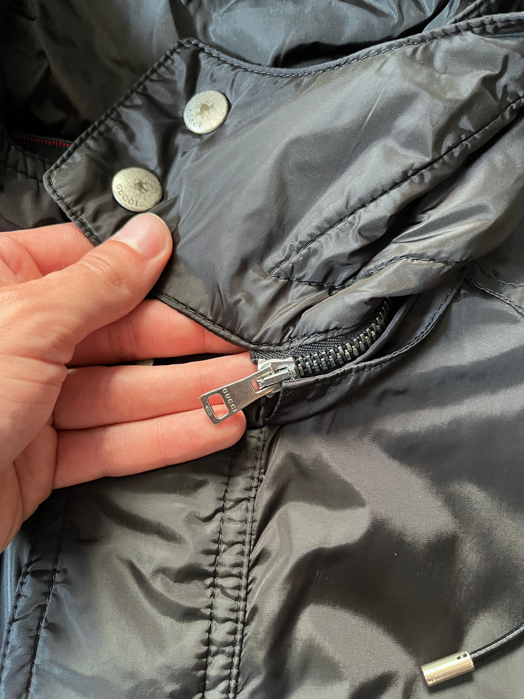 Gucci Technical Windbreaker Nylon Long Jacket Black Men - M