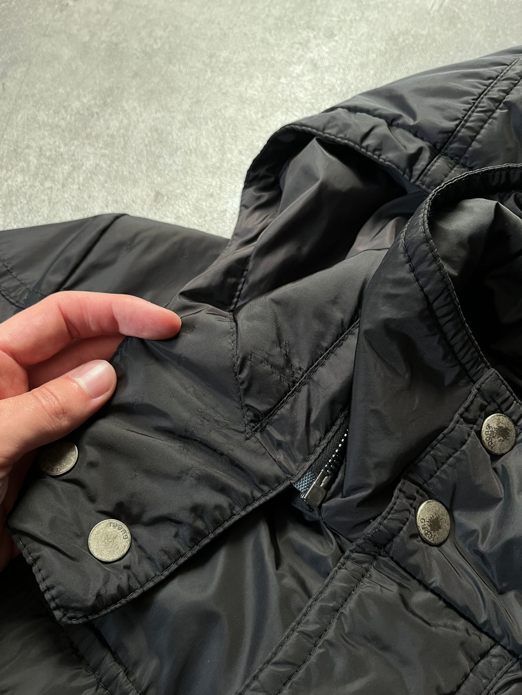 Gucci Technical Windbreaker Nylon Long Jacket Black Men - M
