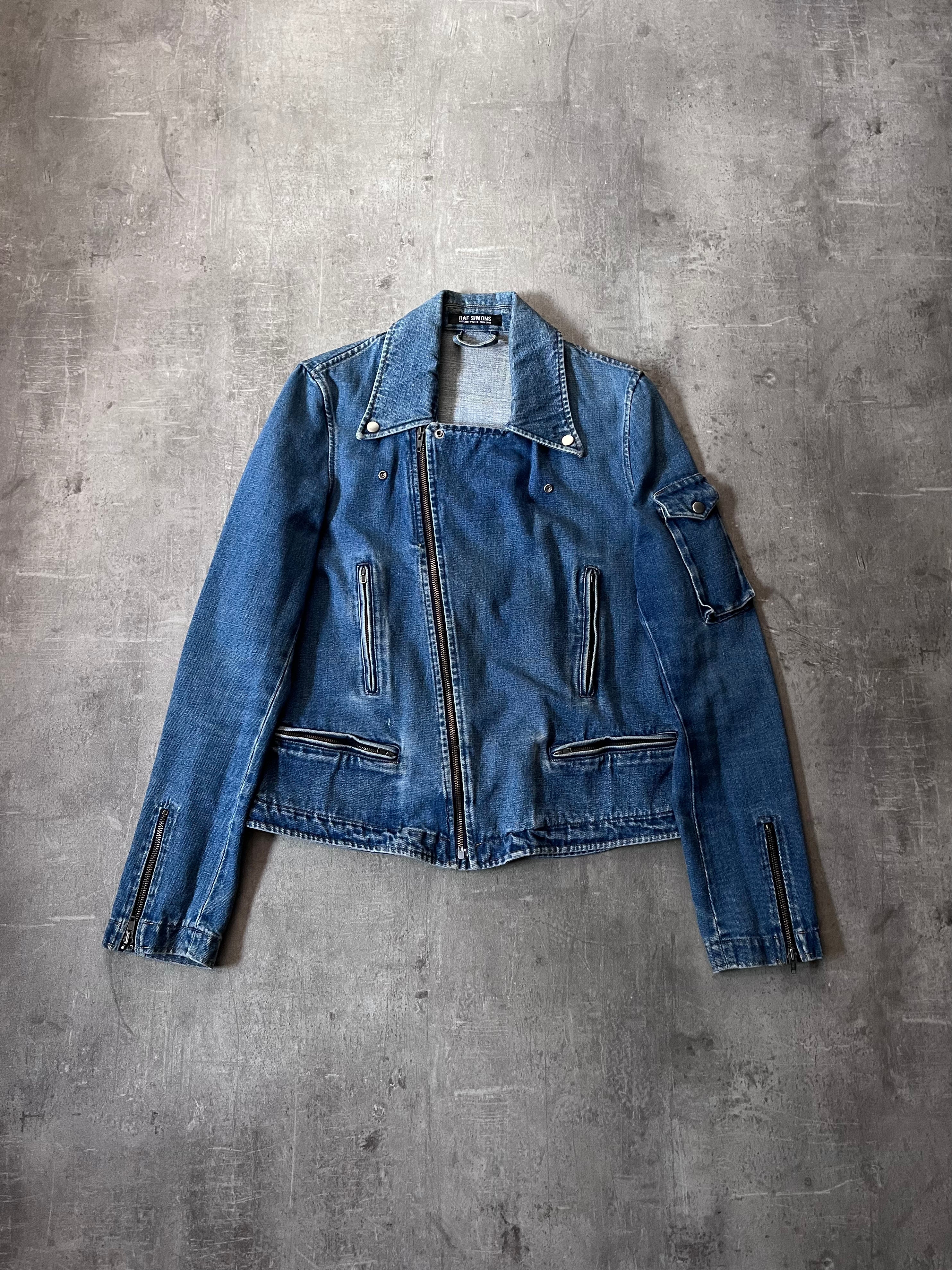 F/W 2005/06 Raf Simons Sample Denim Rider Jacket Blue Men - M
