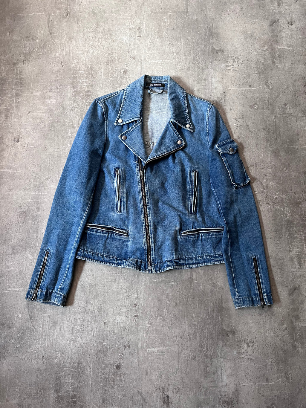 F/W 2005/06 Raf Simons Sample Denim Rider Jacket Blue Men - M