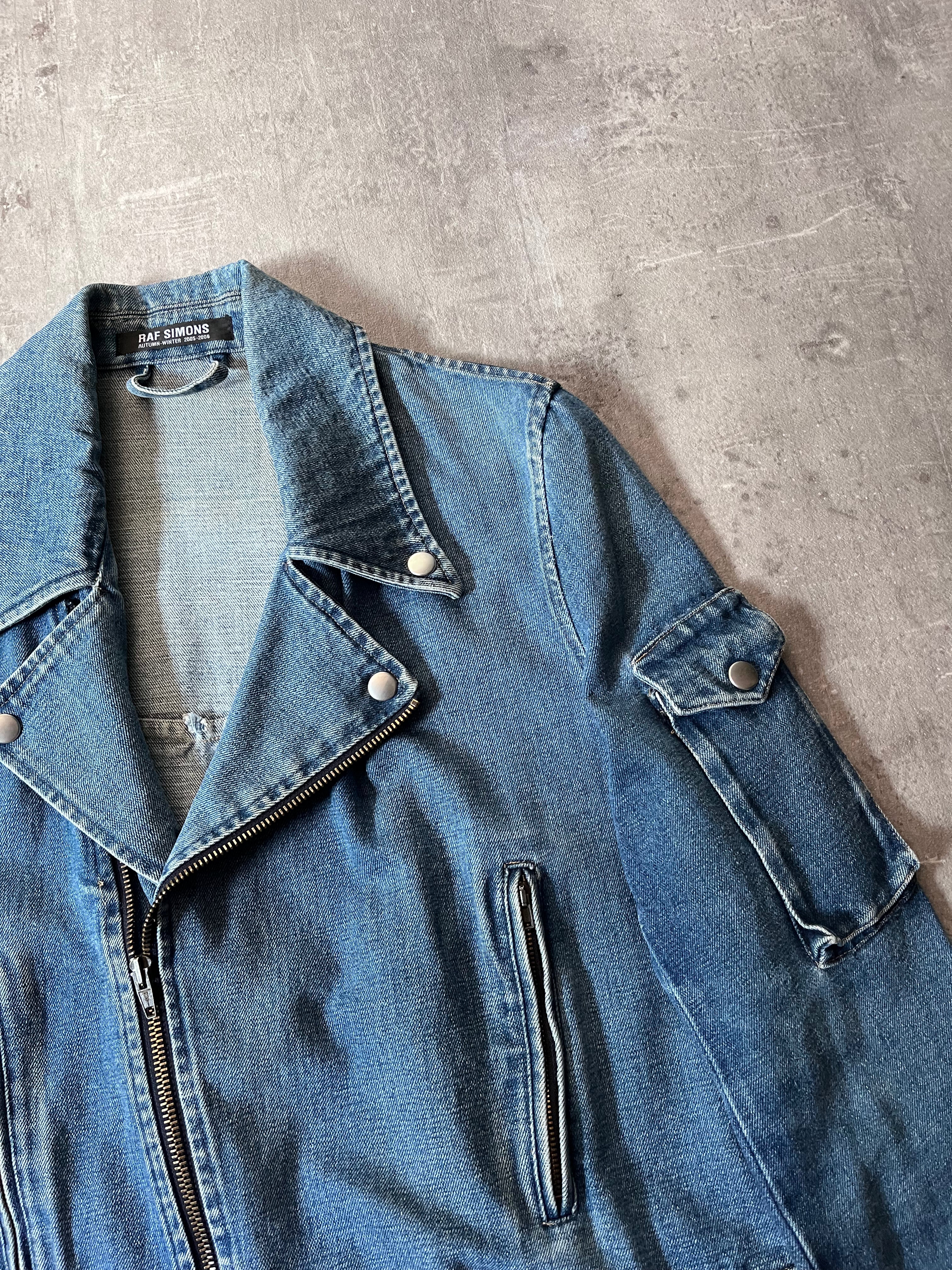 F/W 2005/06 Raf Simons Sample Denim Rider Jacket Blue Men - M