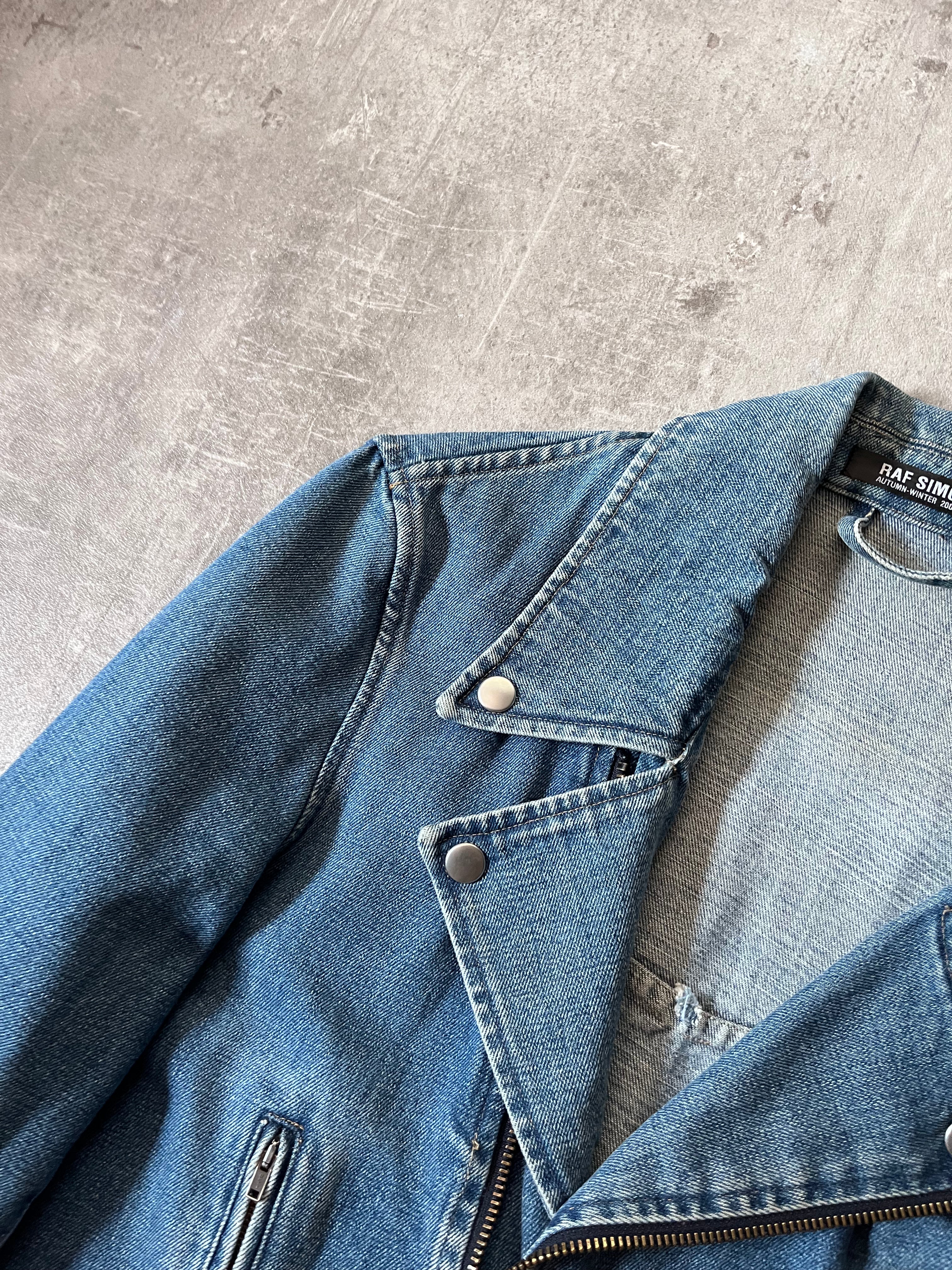 F/W 2005/06 Raf Simons Sample Denim Rider Jacket Blue Men - M