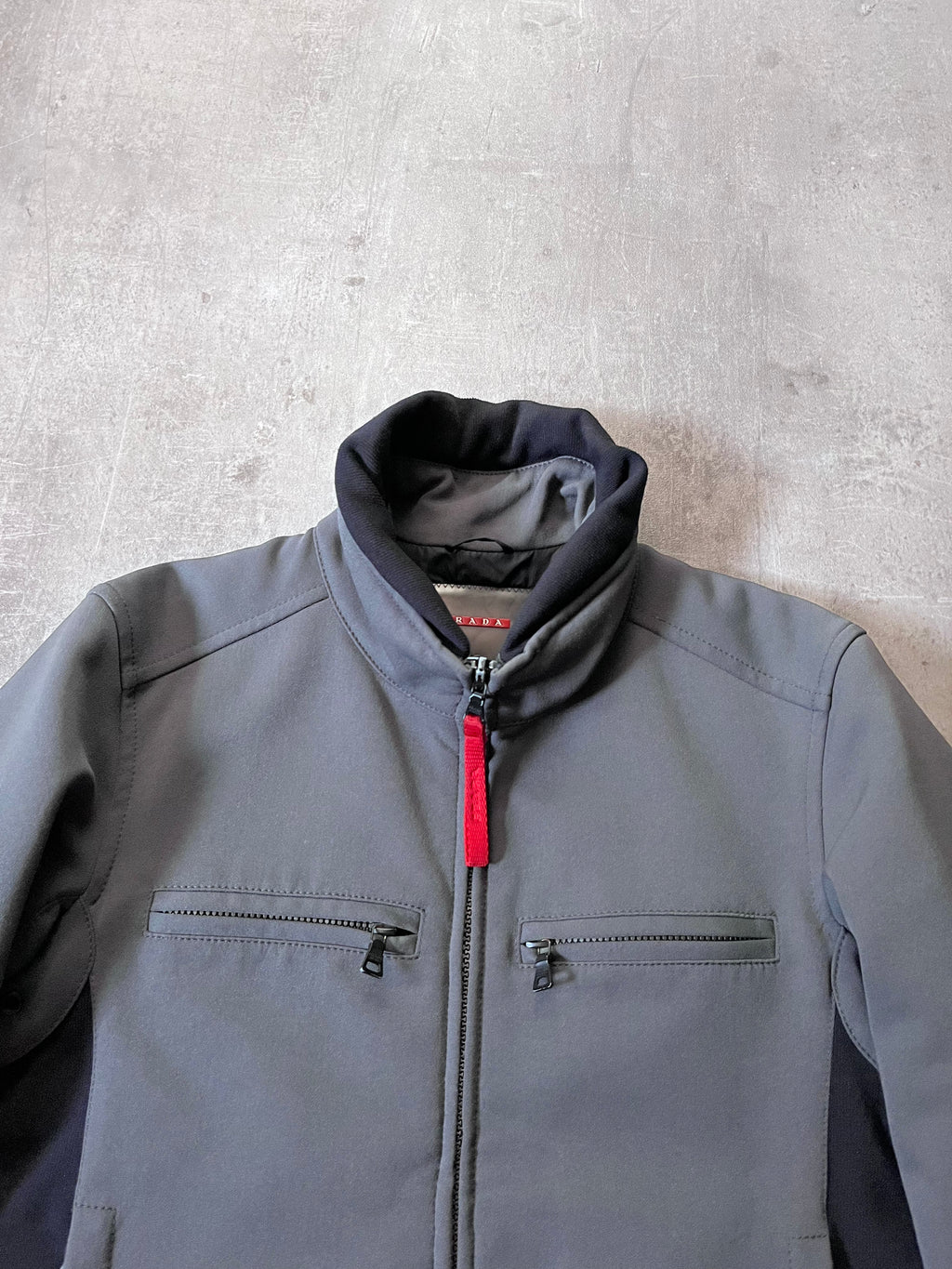 2000s Prada Sport Nylon Bomber Jacket Grey Men - M