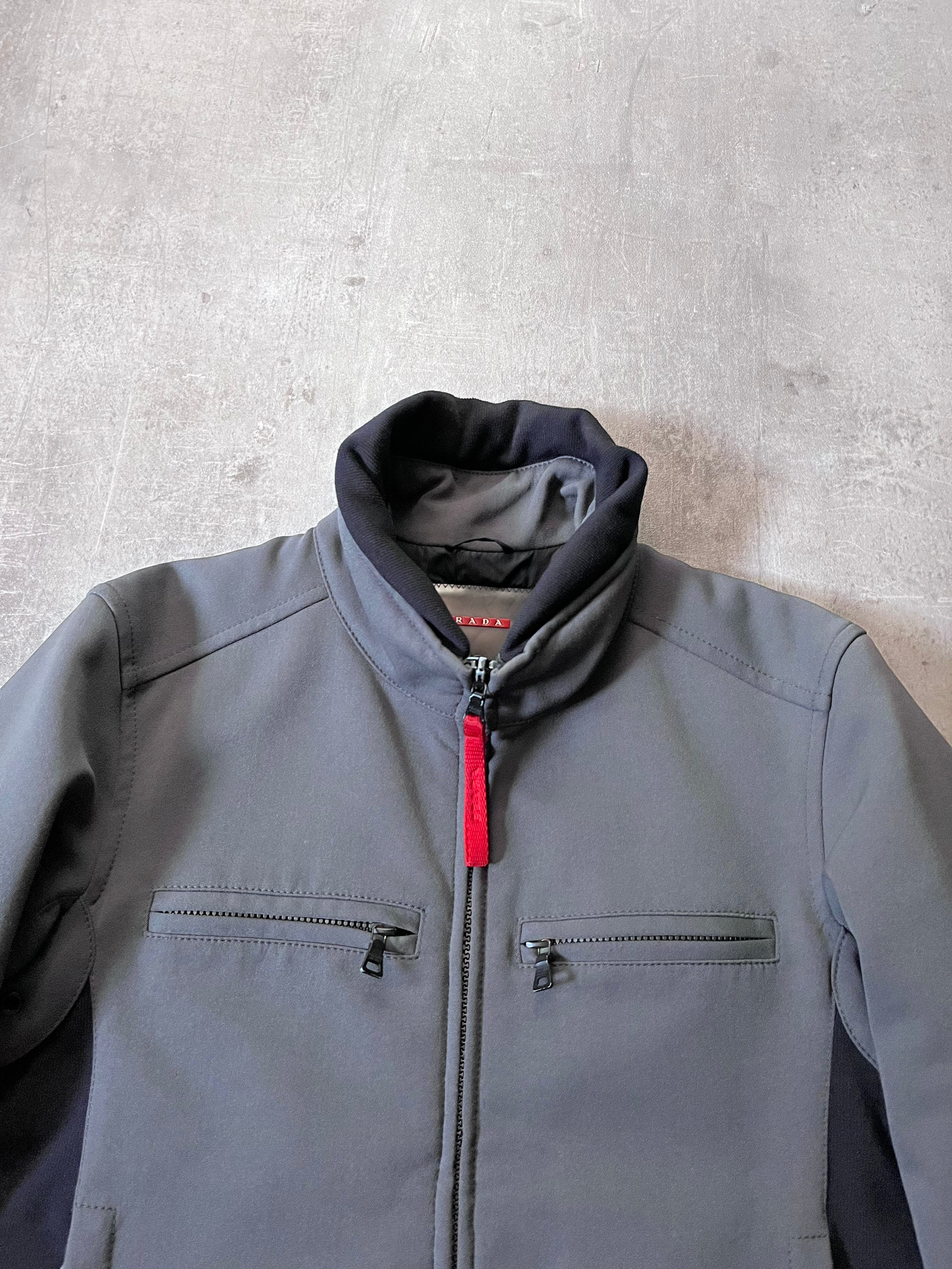 2000s Prada Sport Nylon Bomber Jacket Grey Men - M