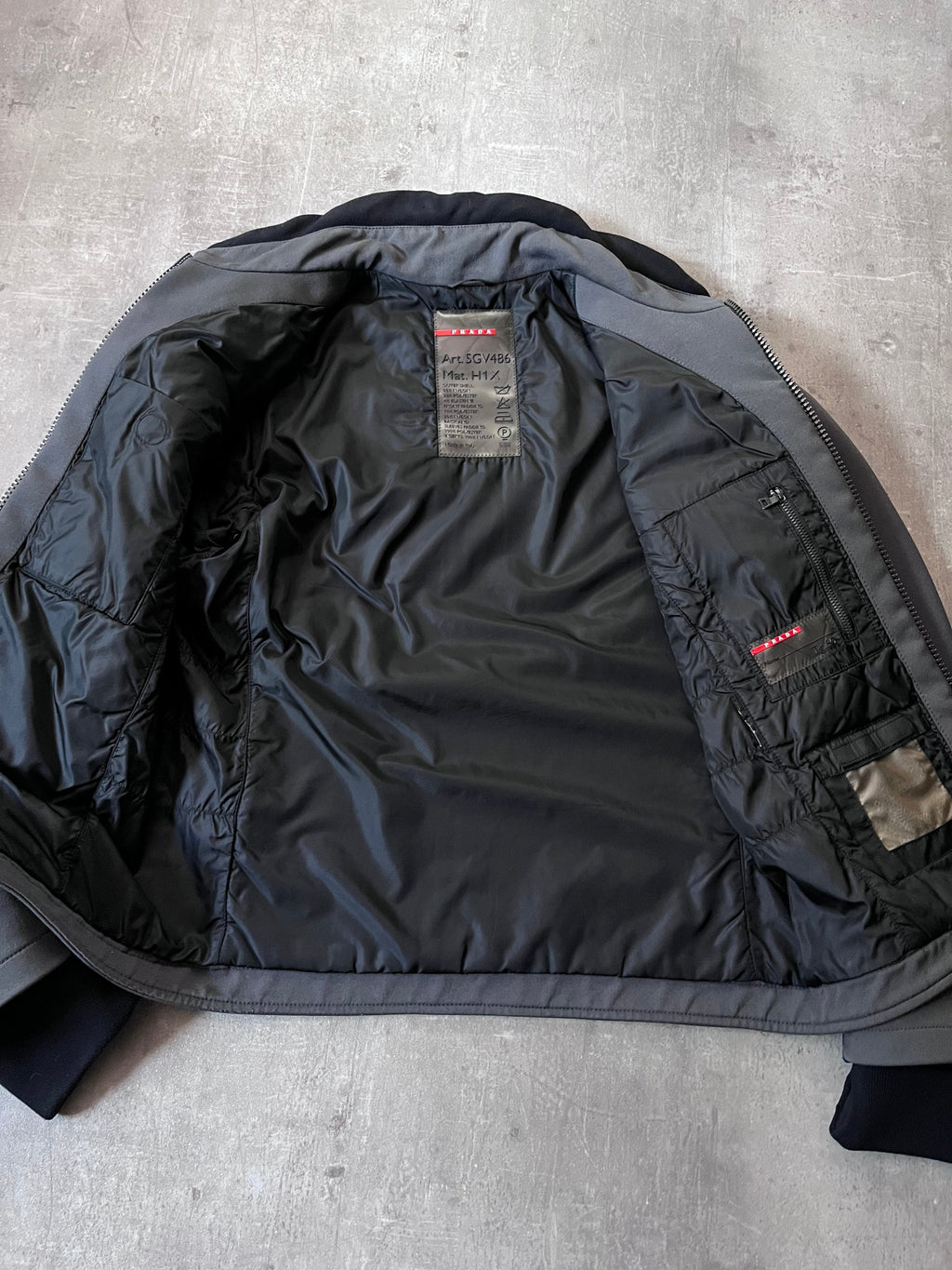 2000s Prada Sport Nylon Bomber Jacket Grey Men - M