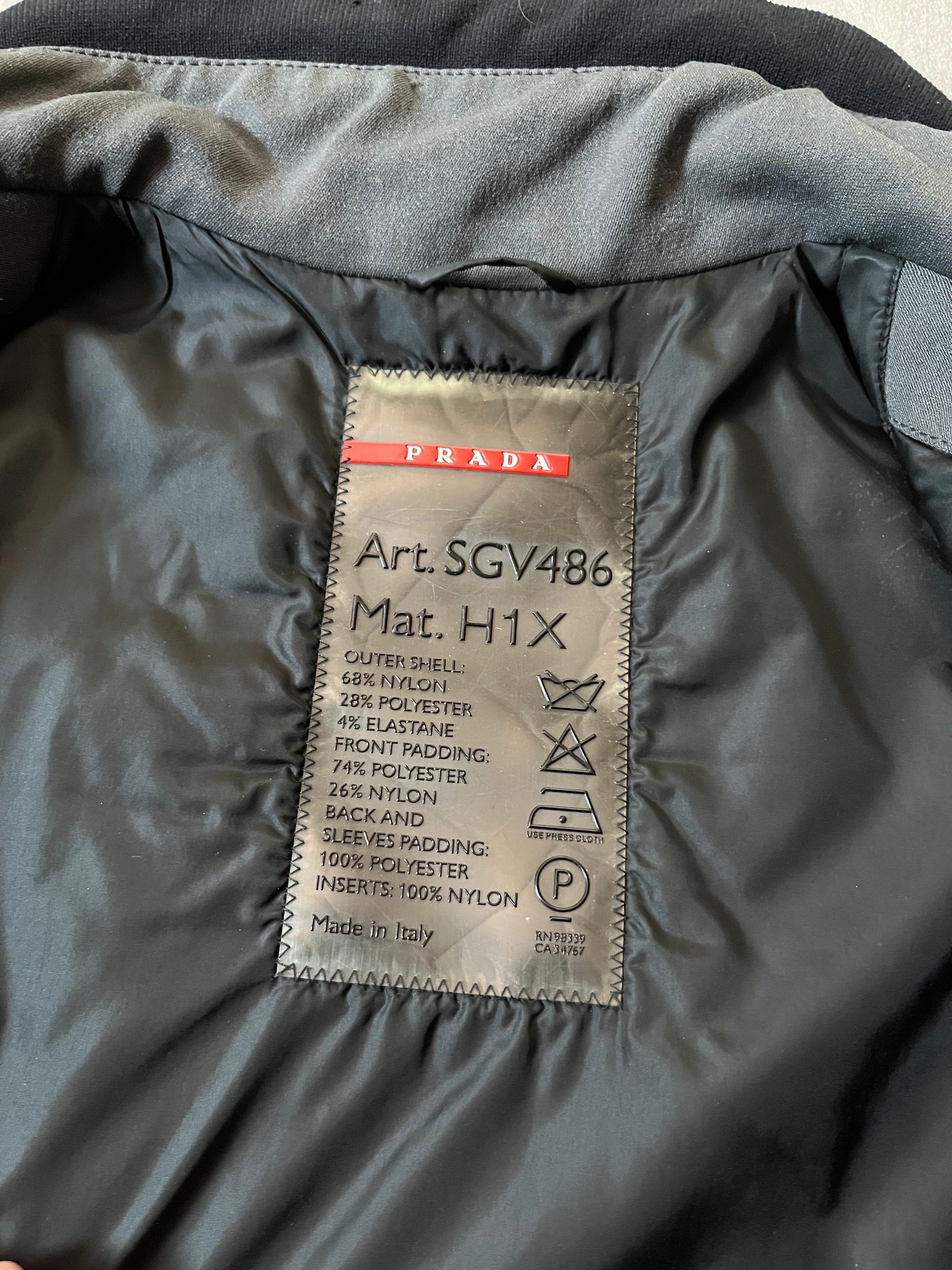 2000s Prada Sport Nylon Bomber Jacket Grey Men - M