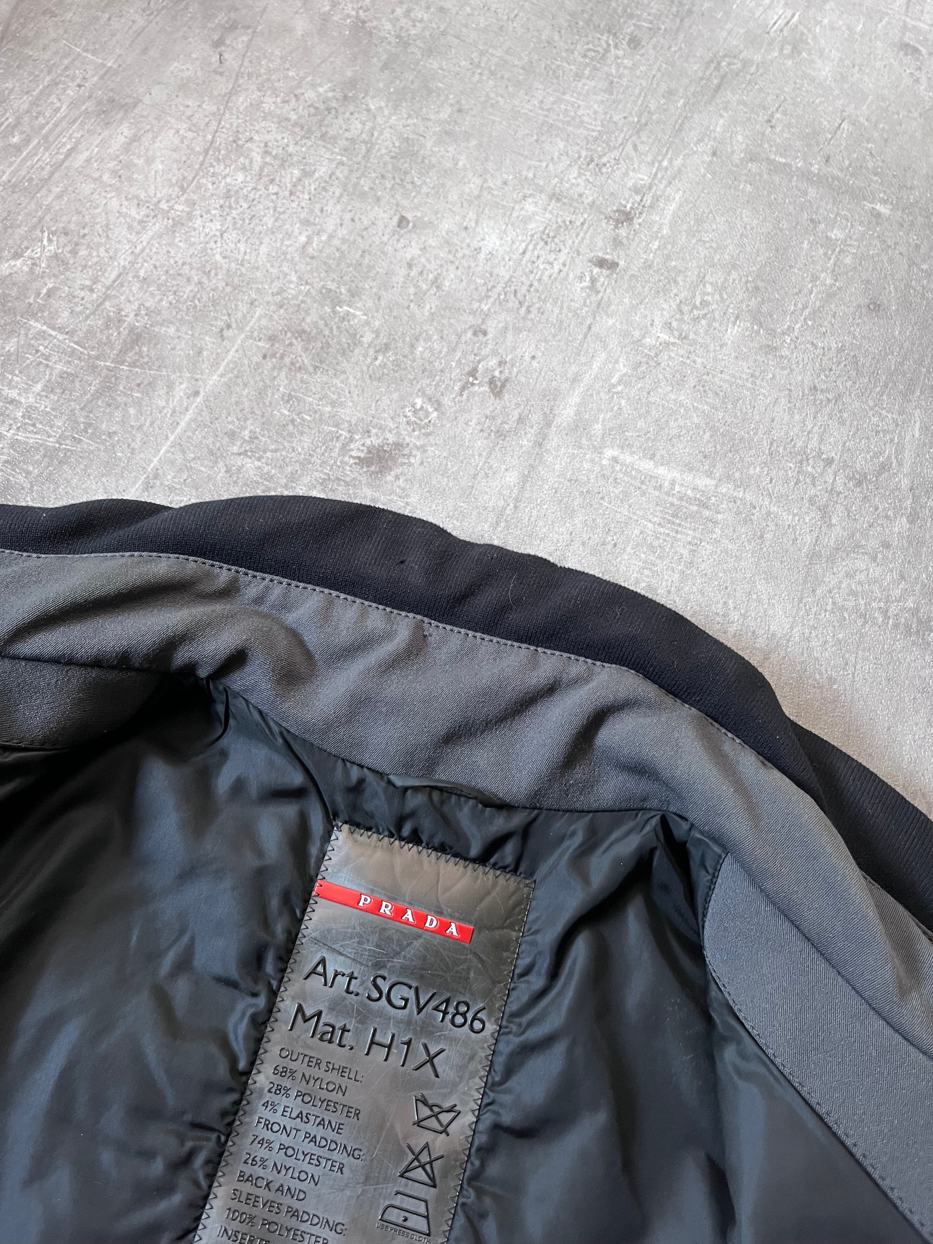 2000s Prada Sport Nylon Bomber Jacket Grey Men - M