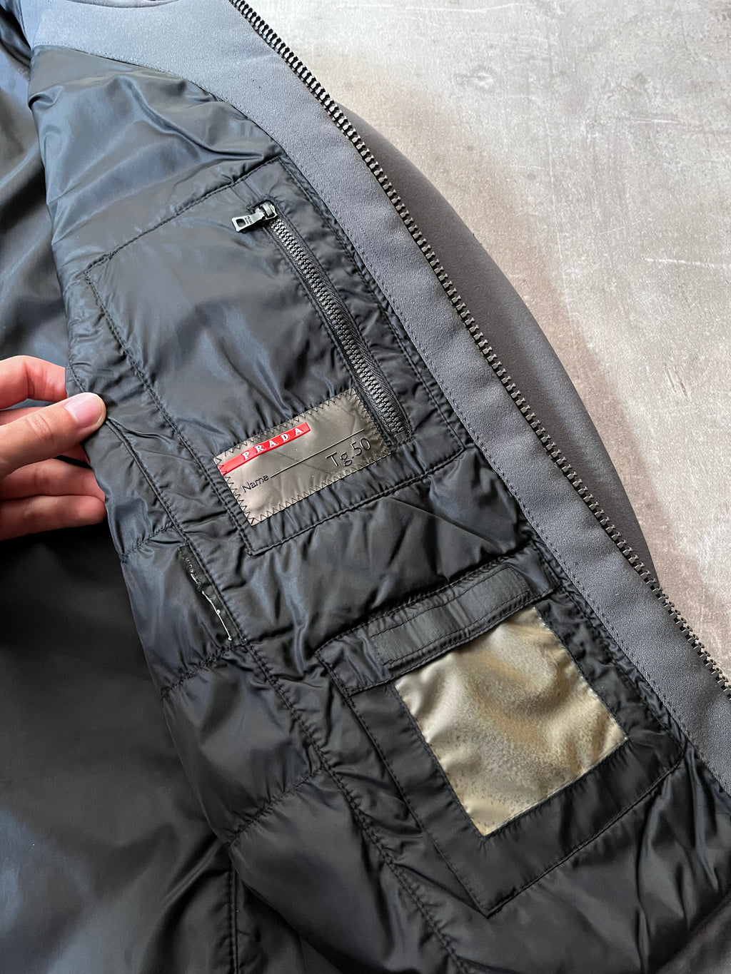 2000s Prada Sport Nylon Bomber Jacket Grey Men - M