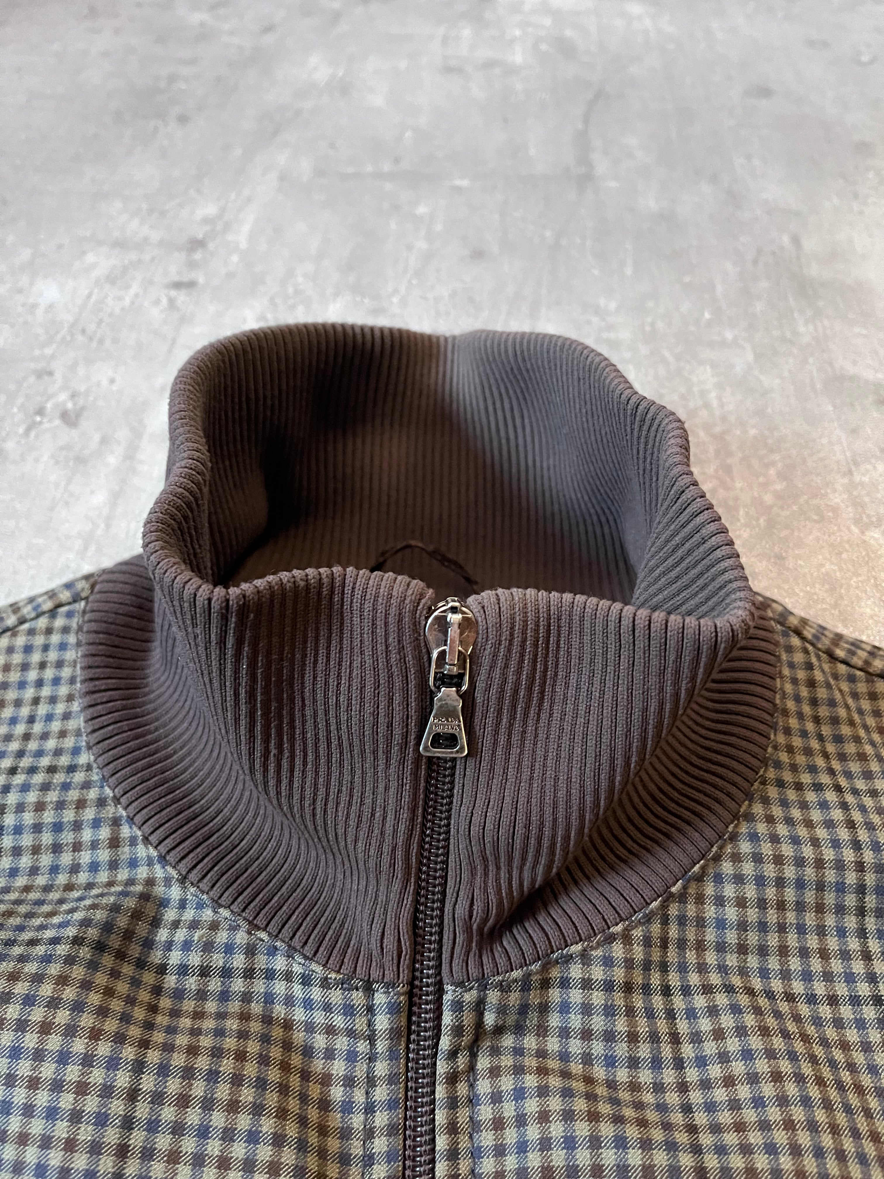 F/W 2000 Prada Tartan Bomber Jacket Green Brown Men - M