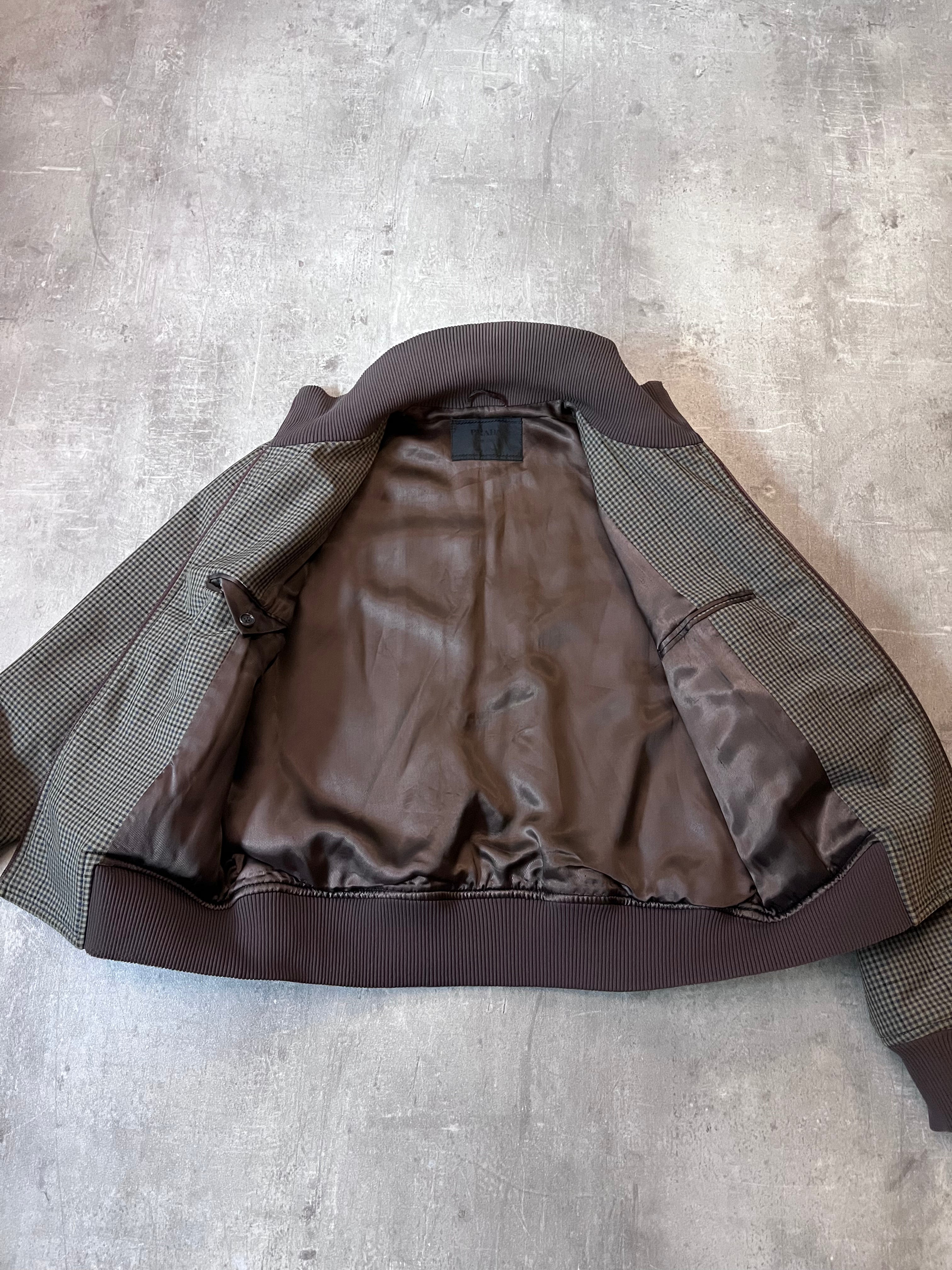 F/W 2000 Prada Tartan Bomber Jacket Green Brown Men - M