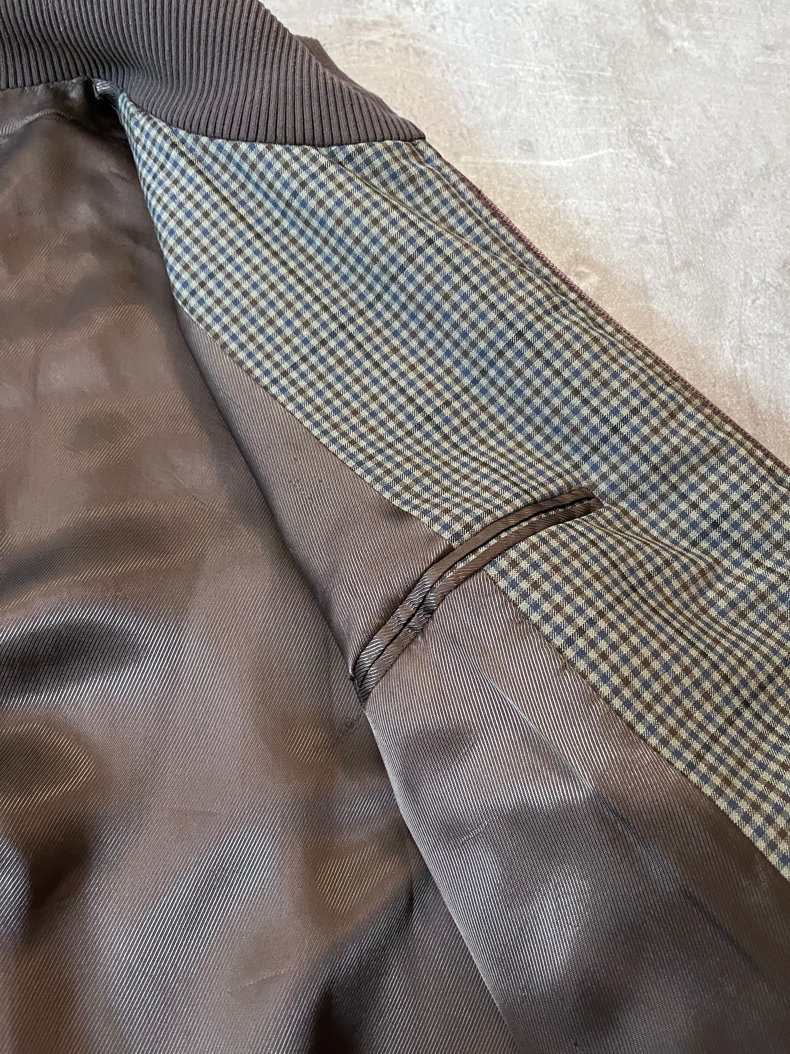 F/W 2000 Prada Tartan Bomber Jacket Green Brown Men - M
