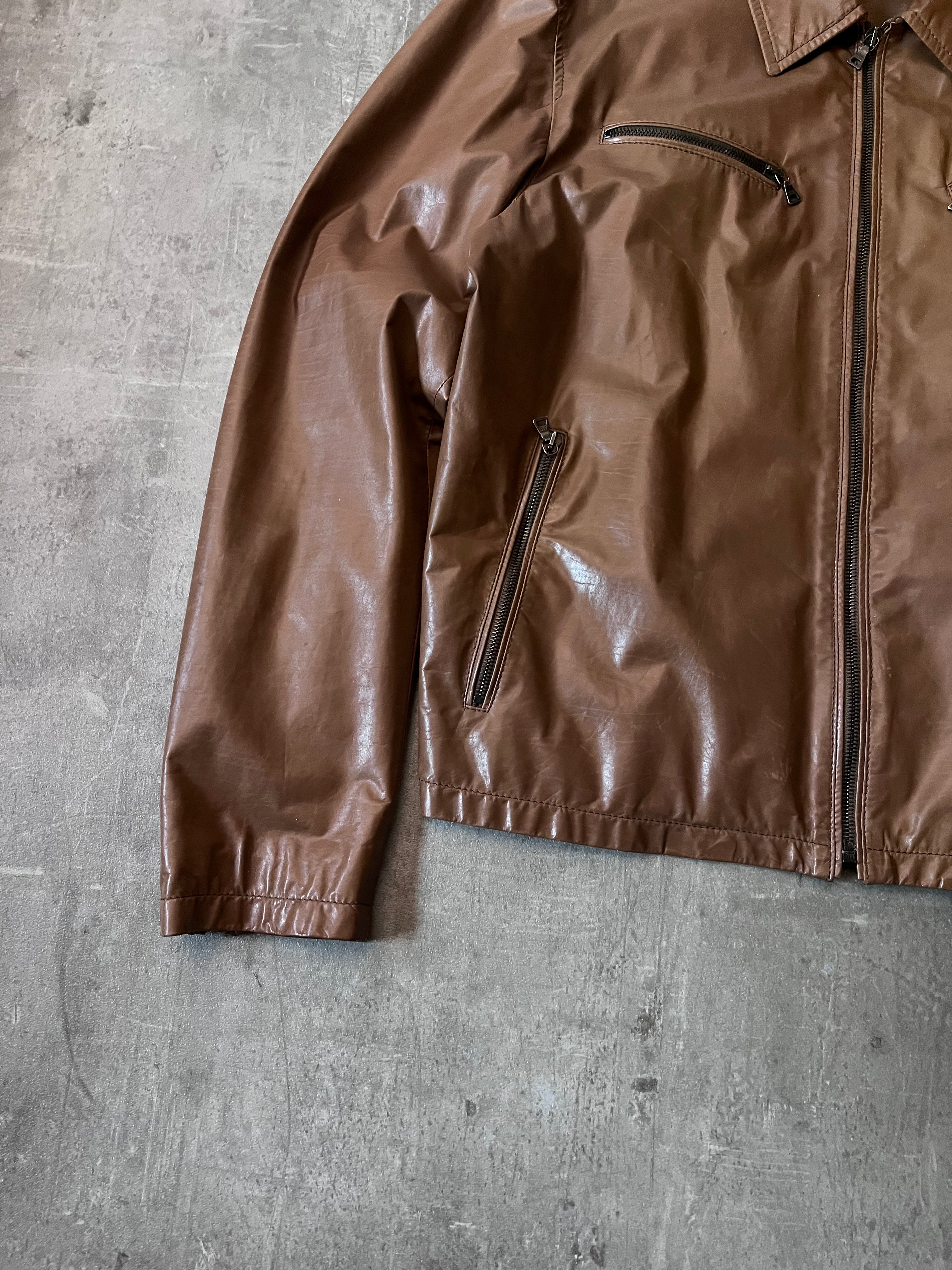 S/S 2006 Prada Soft Lamb Leather Jacket Brown Men - L