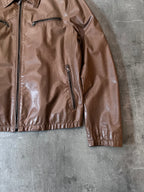 S/S 2006 Prada Soft Lamb Leather Jacket Brown Men - L