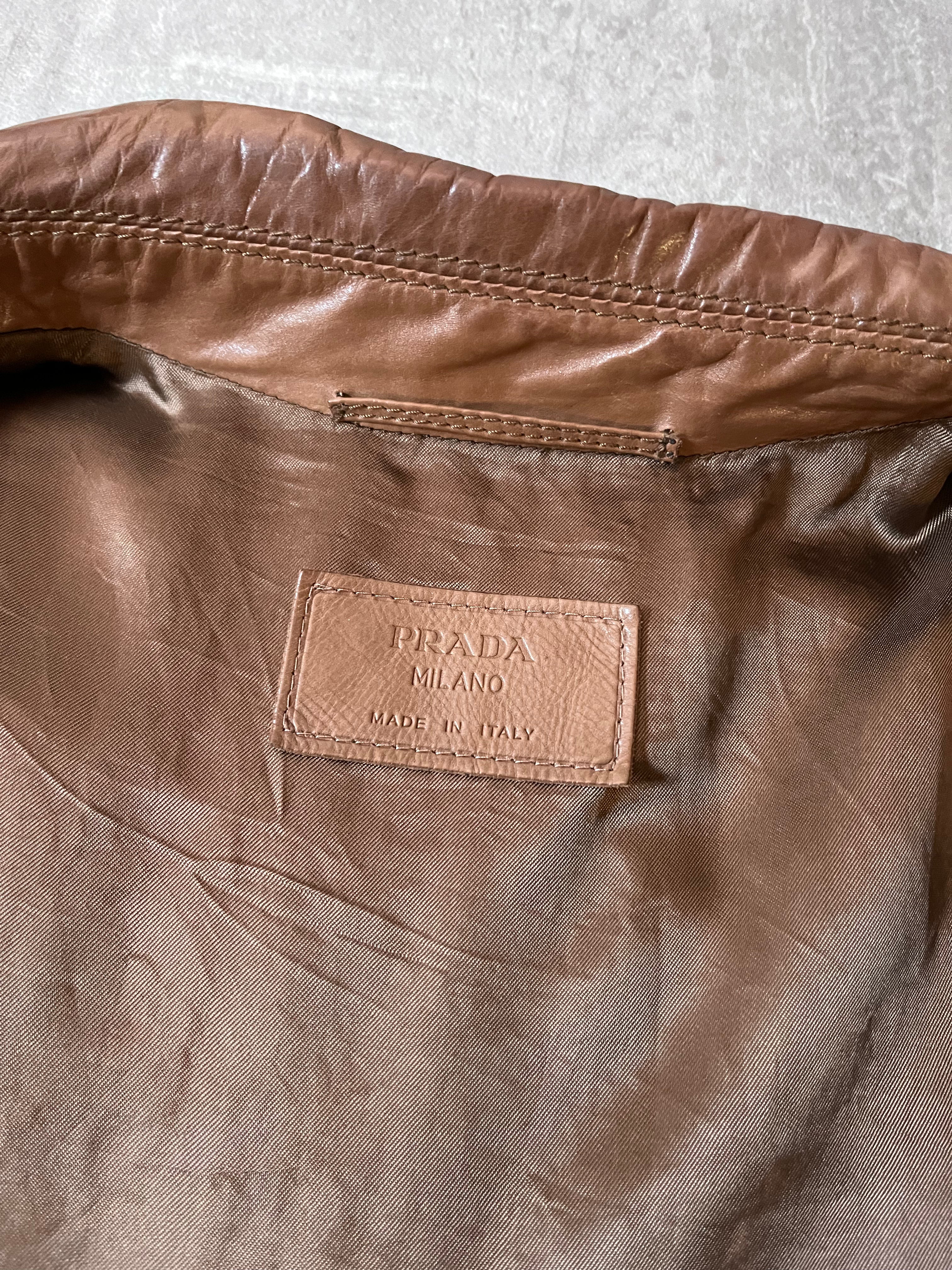 S/S 2006 Prada Soft Lamb Leather Jacket Brown Men - L