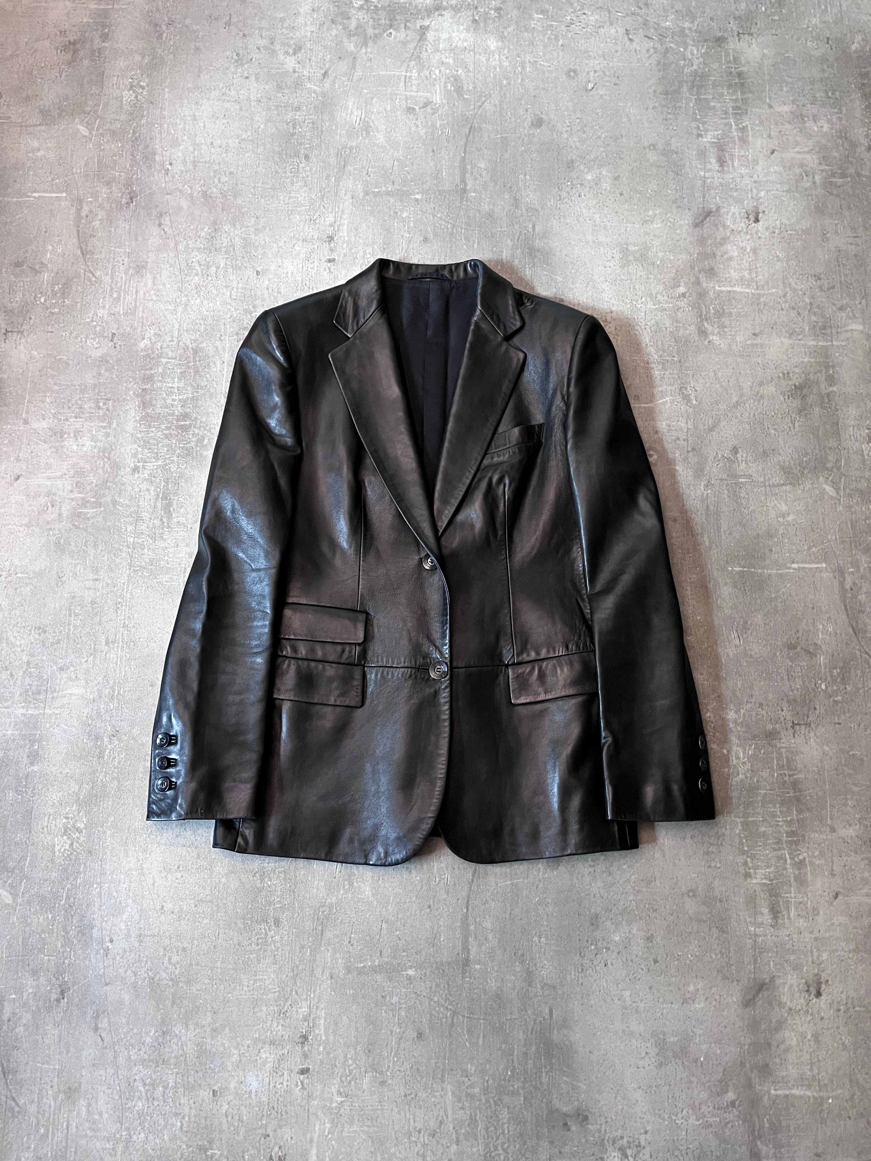 S/S 1998 Gucci by Tom Ford Leather Blazer Jacket Black Men - S