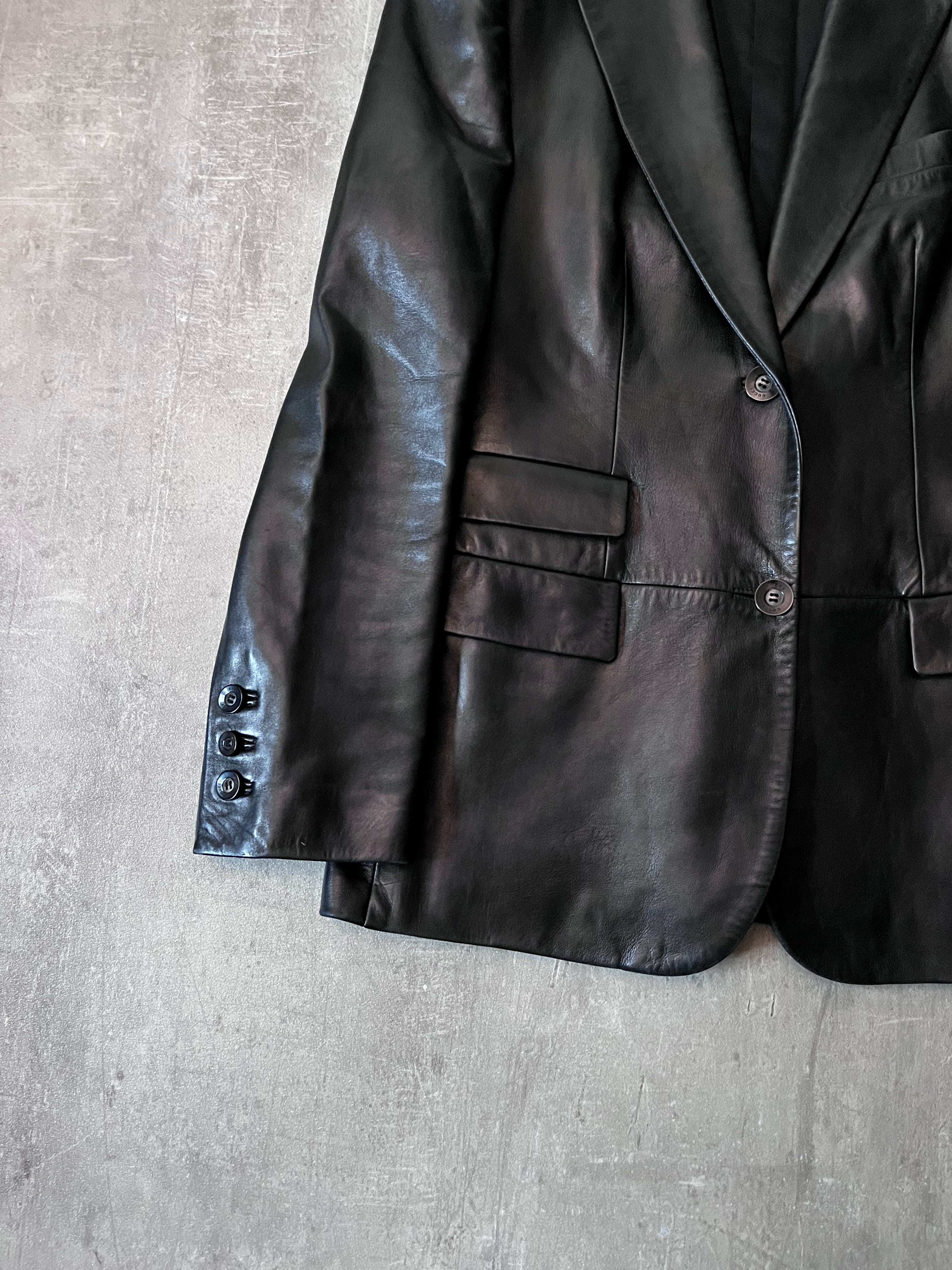 S/S 1998 Gucci by Tom Ford Leather Blazer Jacket Black Men - S