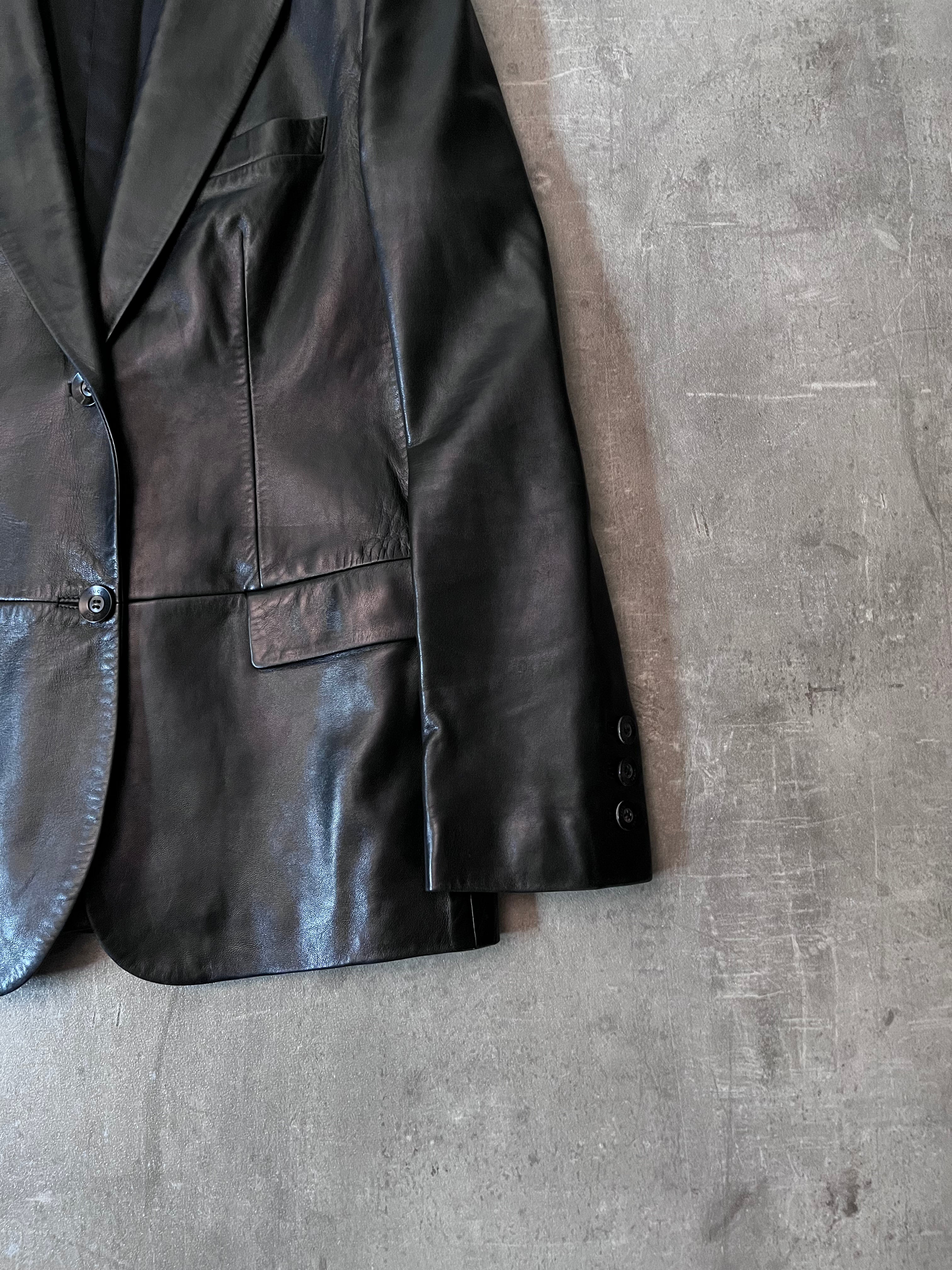 S/S 1998 Gucci by Tom Ford Leather Blazer Jacket Black Men - S