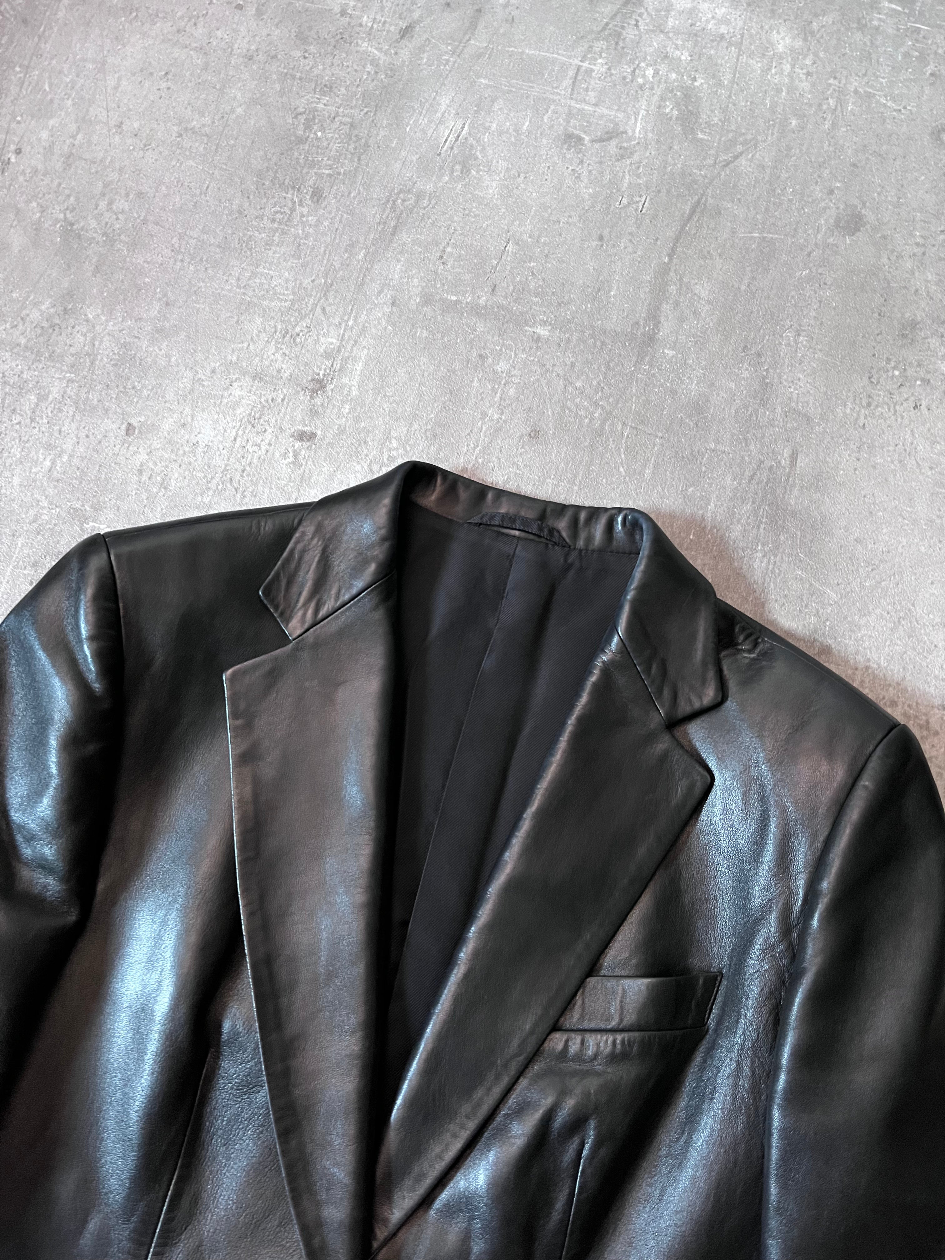 S/S 1998 Gucci by Tom Ford Leather Blazer Jacket Black Men - S