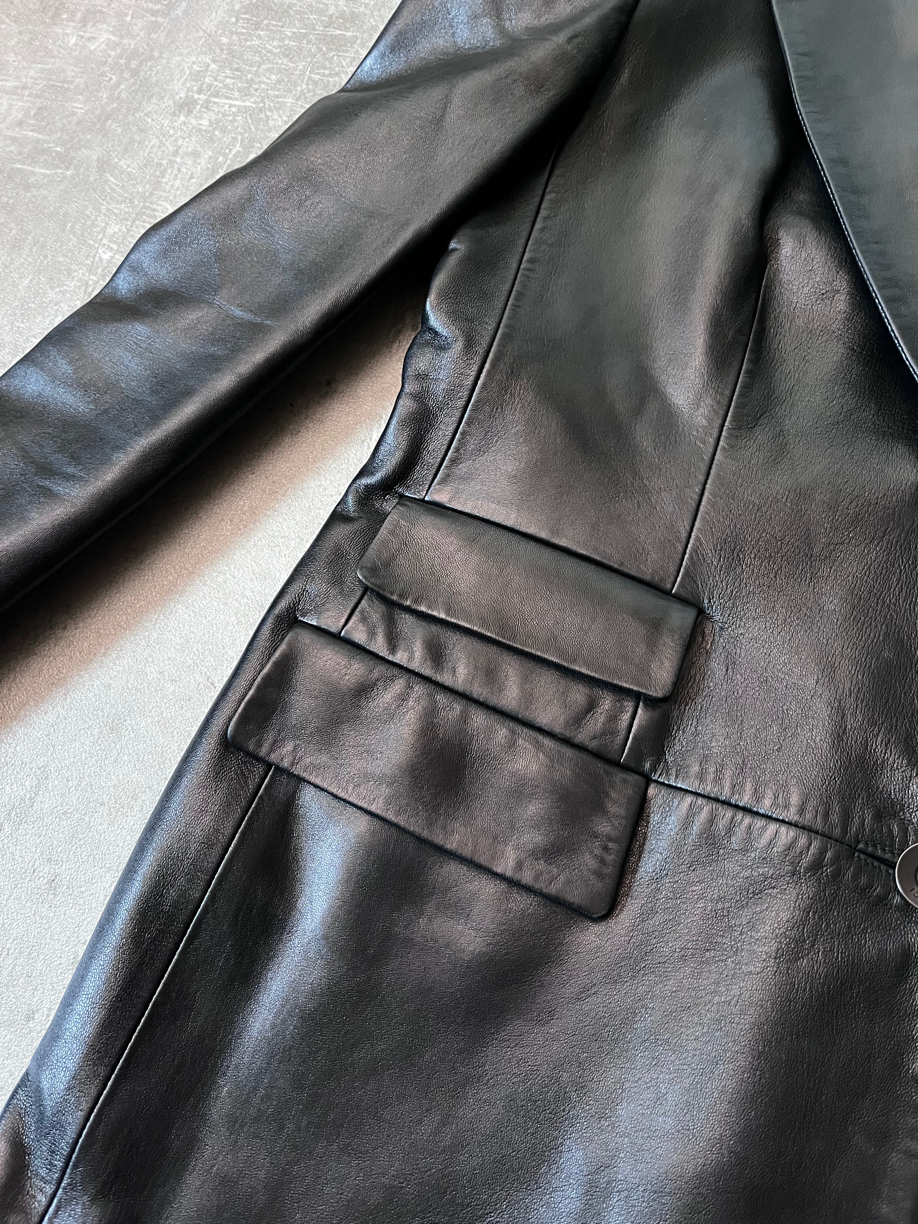 S/S 1998 Gucci by Tom Ford Leather Blazer Jacket Black Men - S