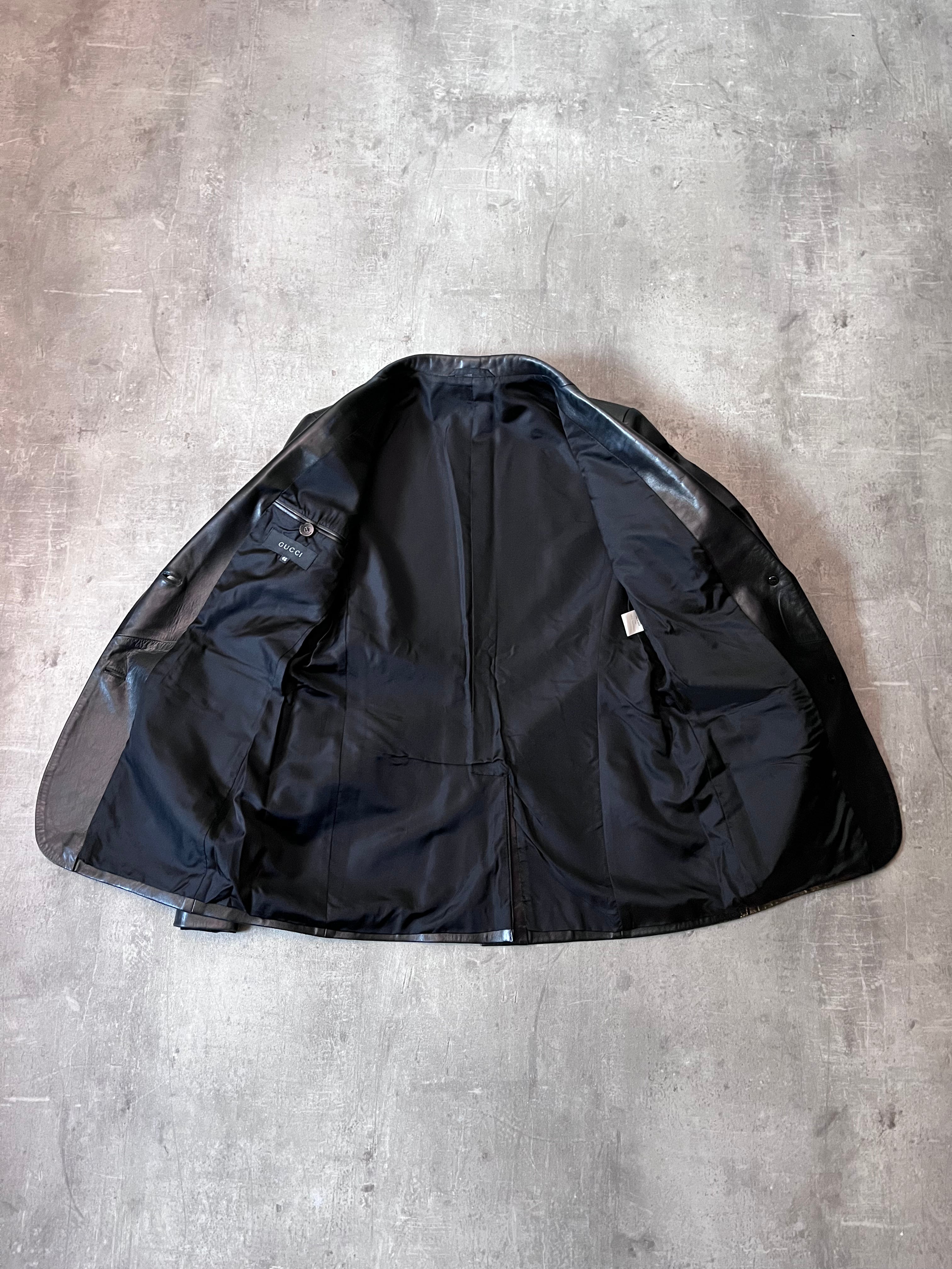 S/S 1998 Gucci by Tom Ford Leather Blazer Jacket Black Men - S