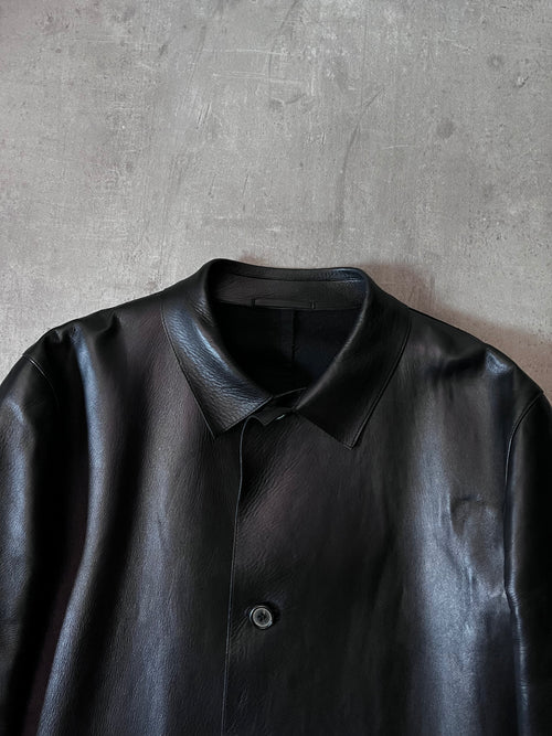 F/W 1998 Gucci by Tom Ford Leather Coat Jacket Black Men - L