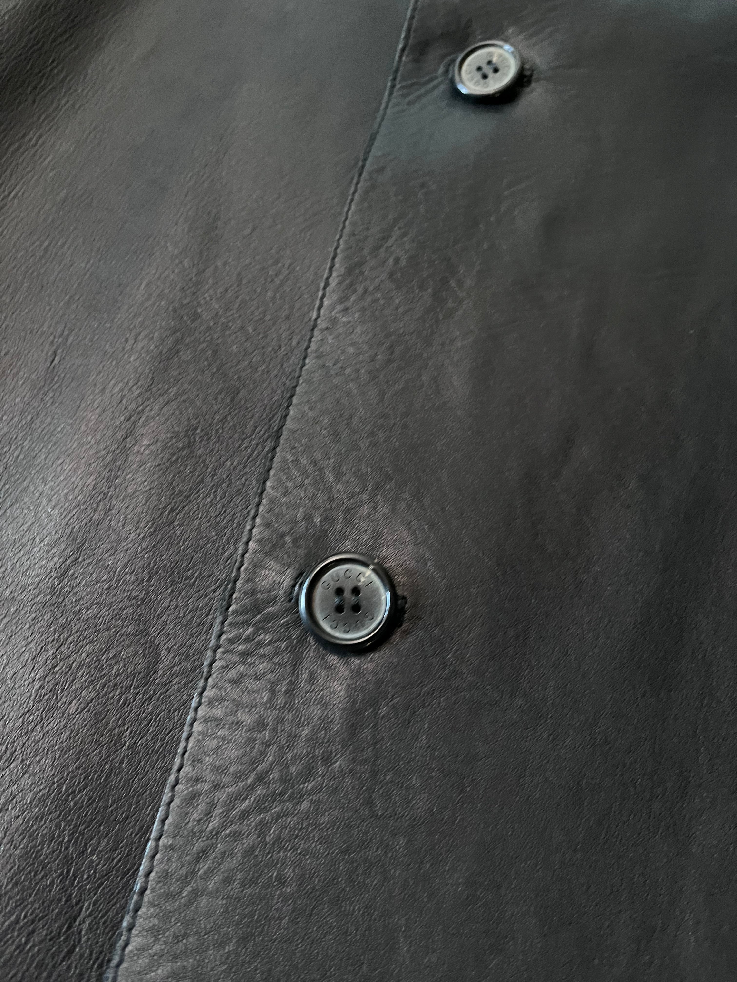 F/W 1998 Gucci by Tom Ford Leather Coat Jacket Black Men - L