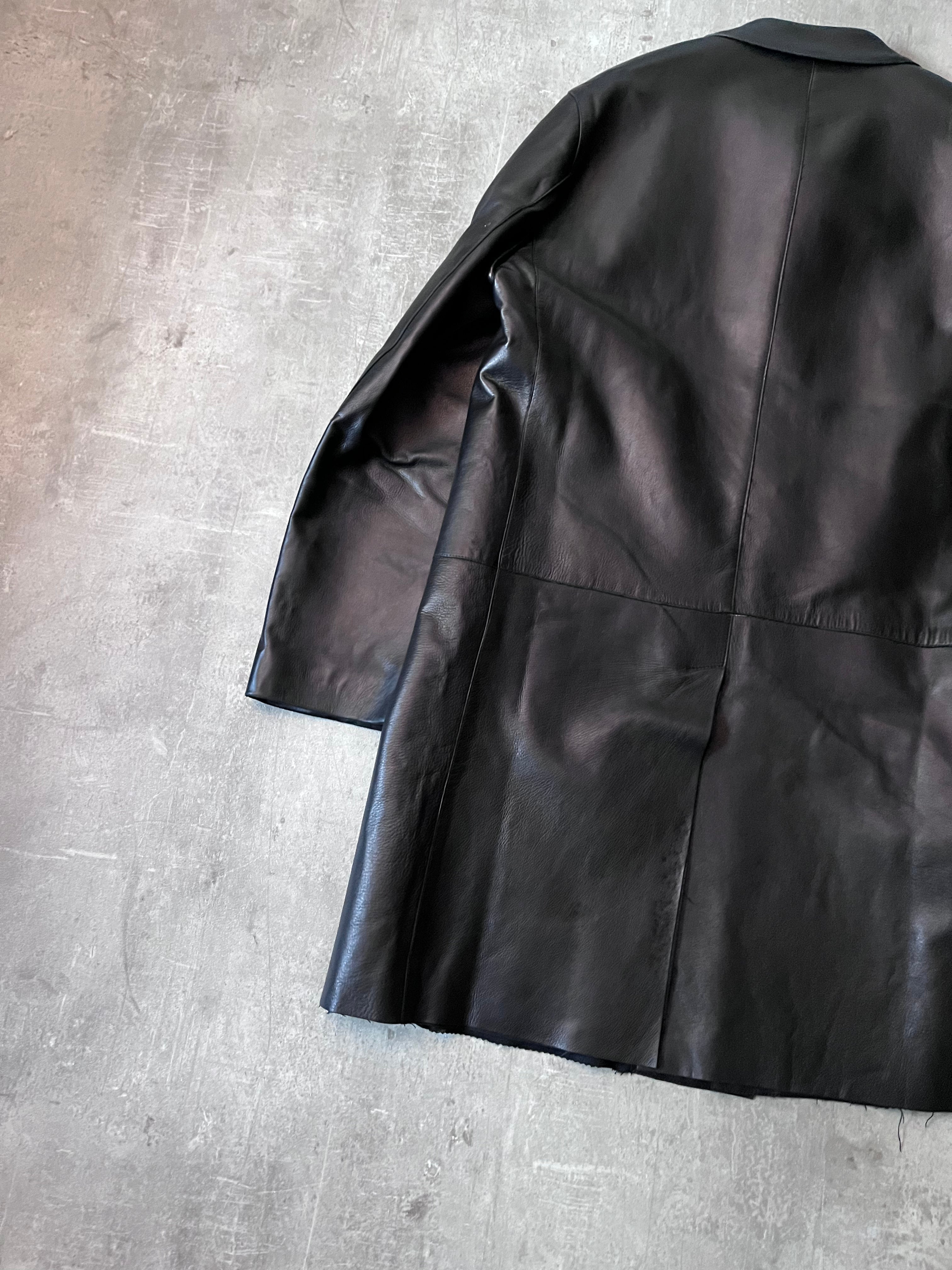 F/W 1998 Gucci by Tom Ford Leather Coat Jacket Black Men - L
