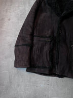 Prada Vintage Shearling Suede Leather Jacket Coat Brown Men - L