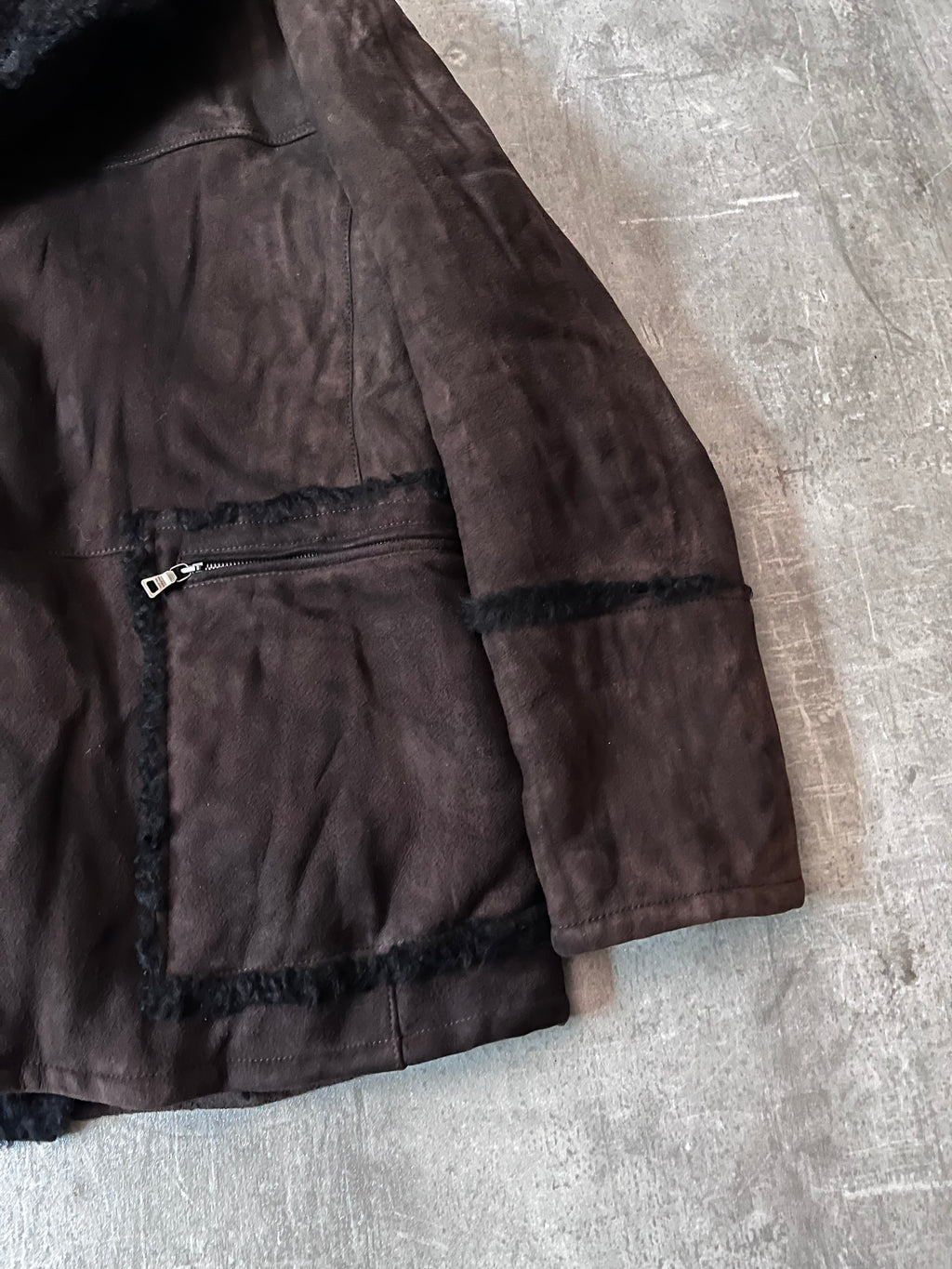 Prada Vintage Shearling Suede Leather Jacket Coat Brown Men - L