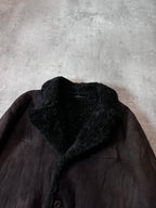 Prada Vintage Shearling Suede Leather Jacket Coat Brown Men - L