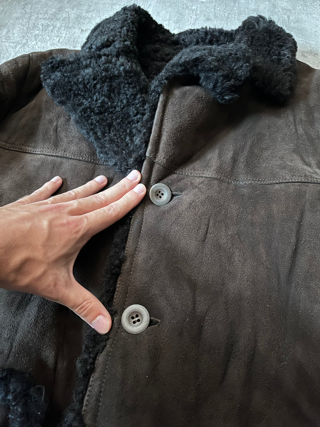 Prada Vintage Shearling Suede Leather Jacket Coat Brown Men - L
