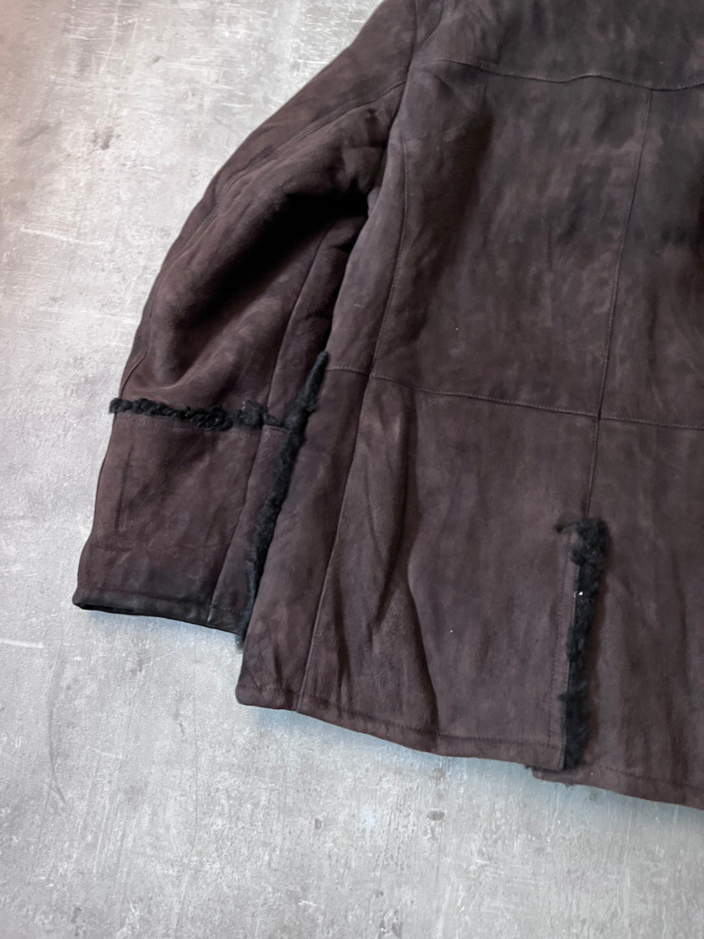Prada Vintage Shearling Suede Leather Jacket Coat Brown Men - L